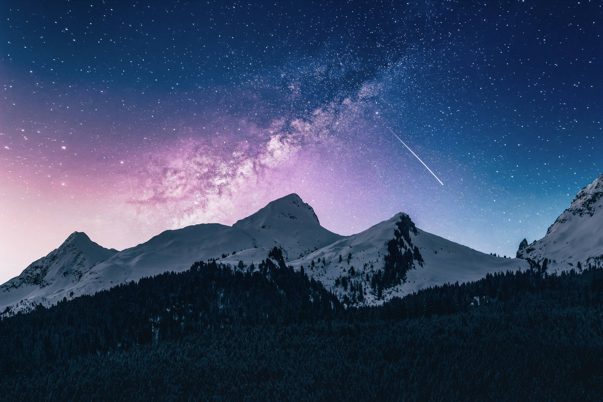 Mountains And Starry Sky Hd Landscape Desktop Background