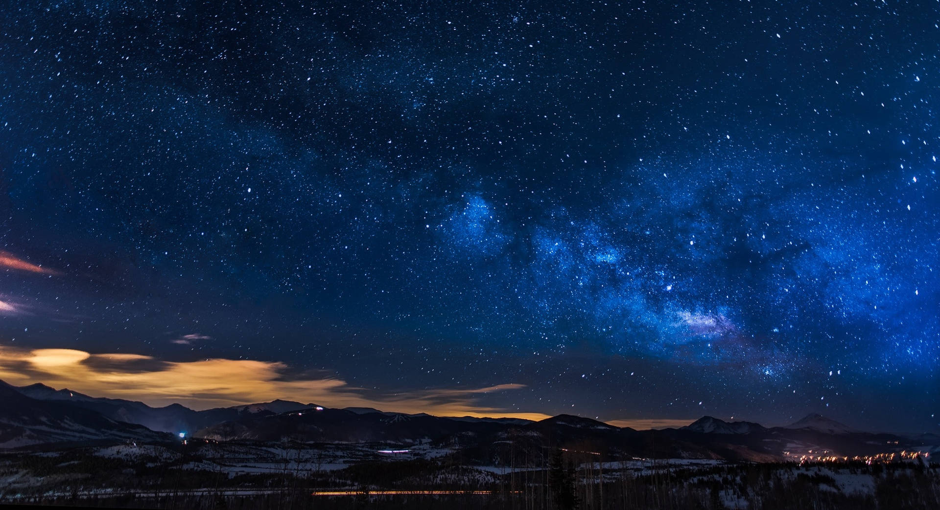 Mountains And Starry Sky Background