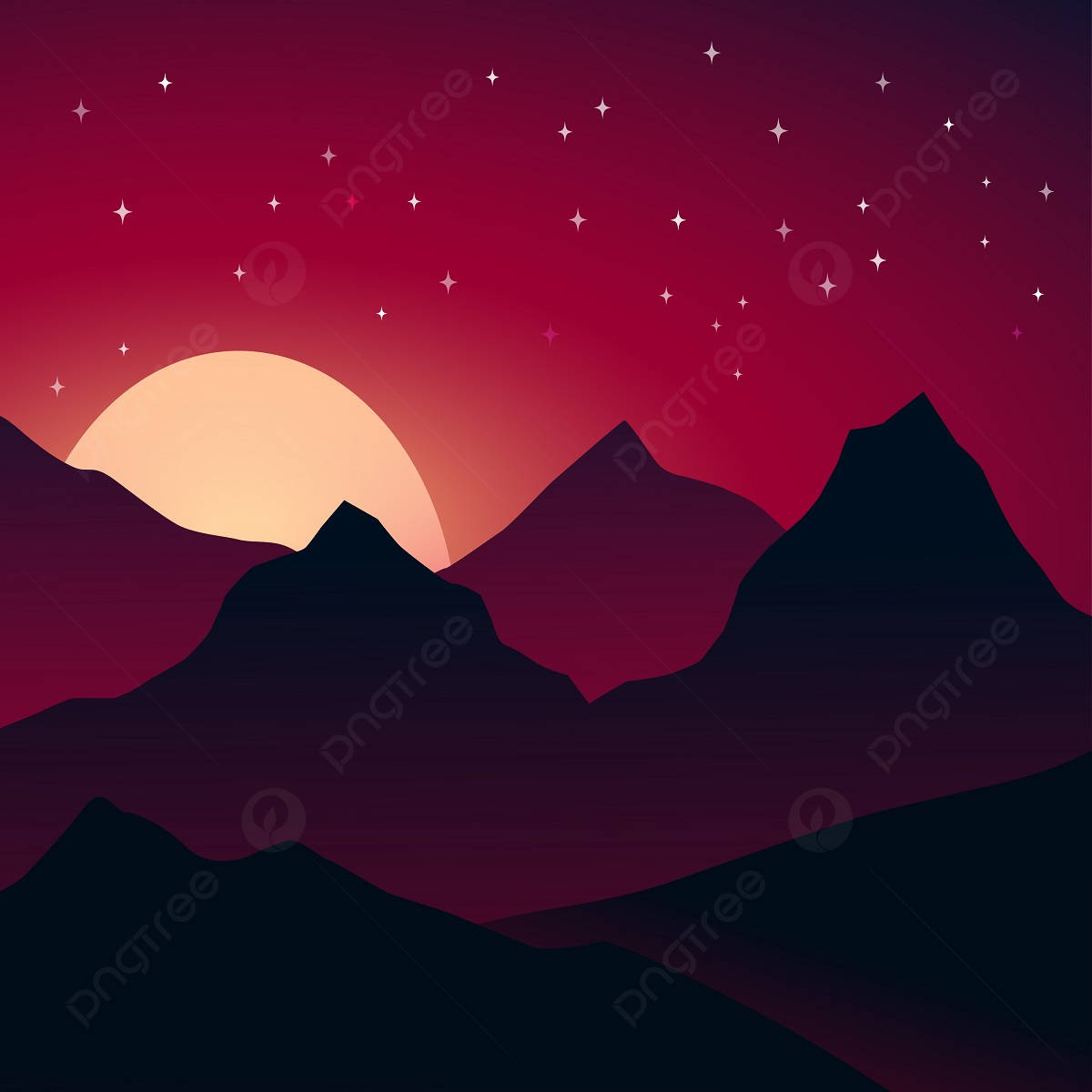 Mountains And Stars At Night Background