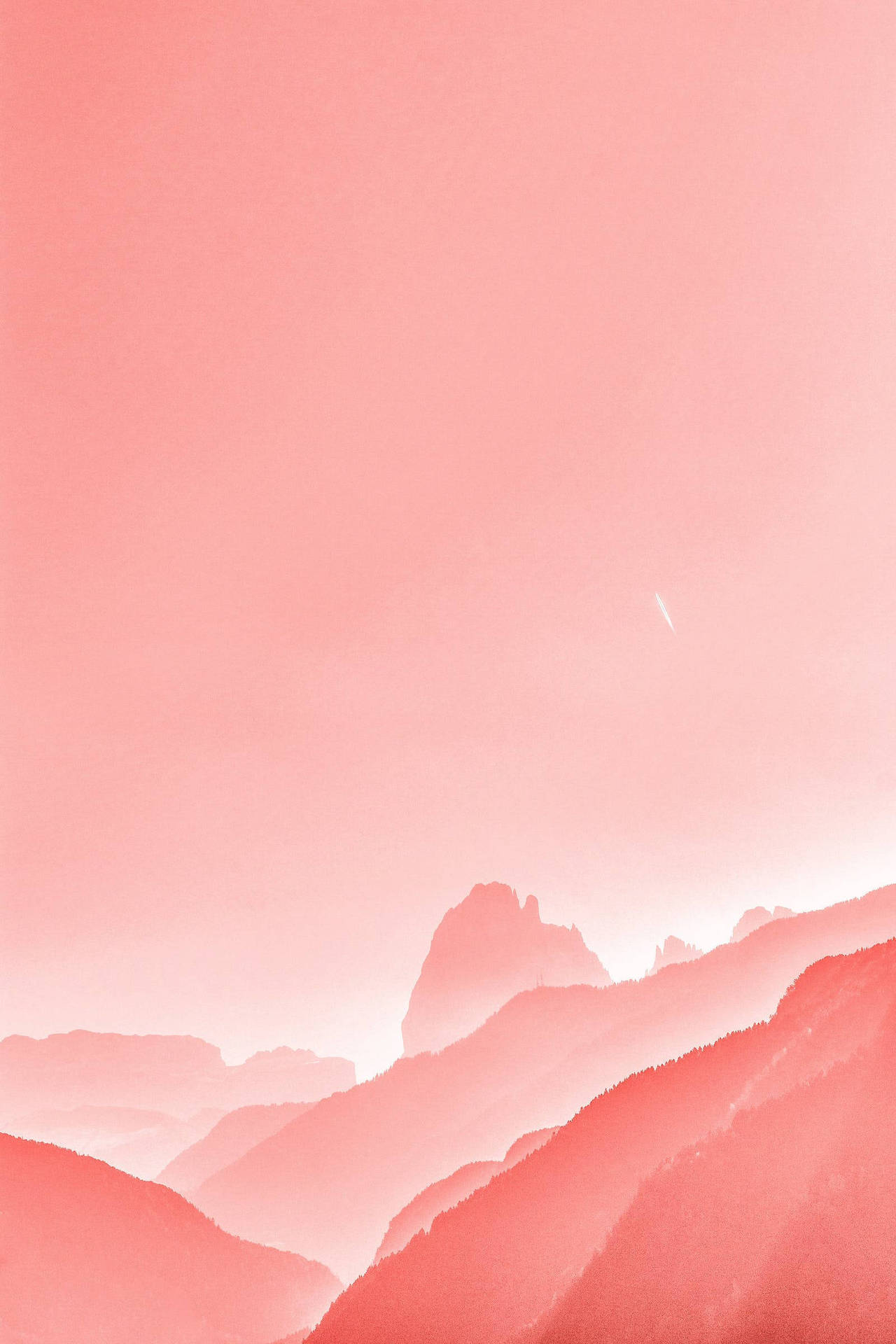 Mountains In A Pink Color Background