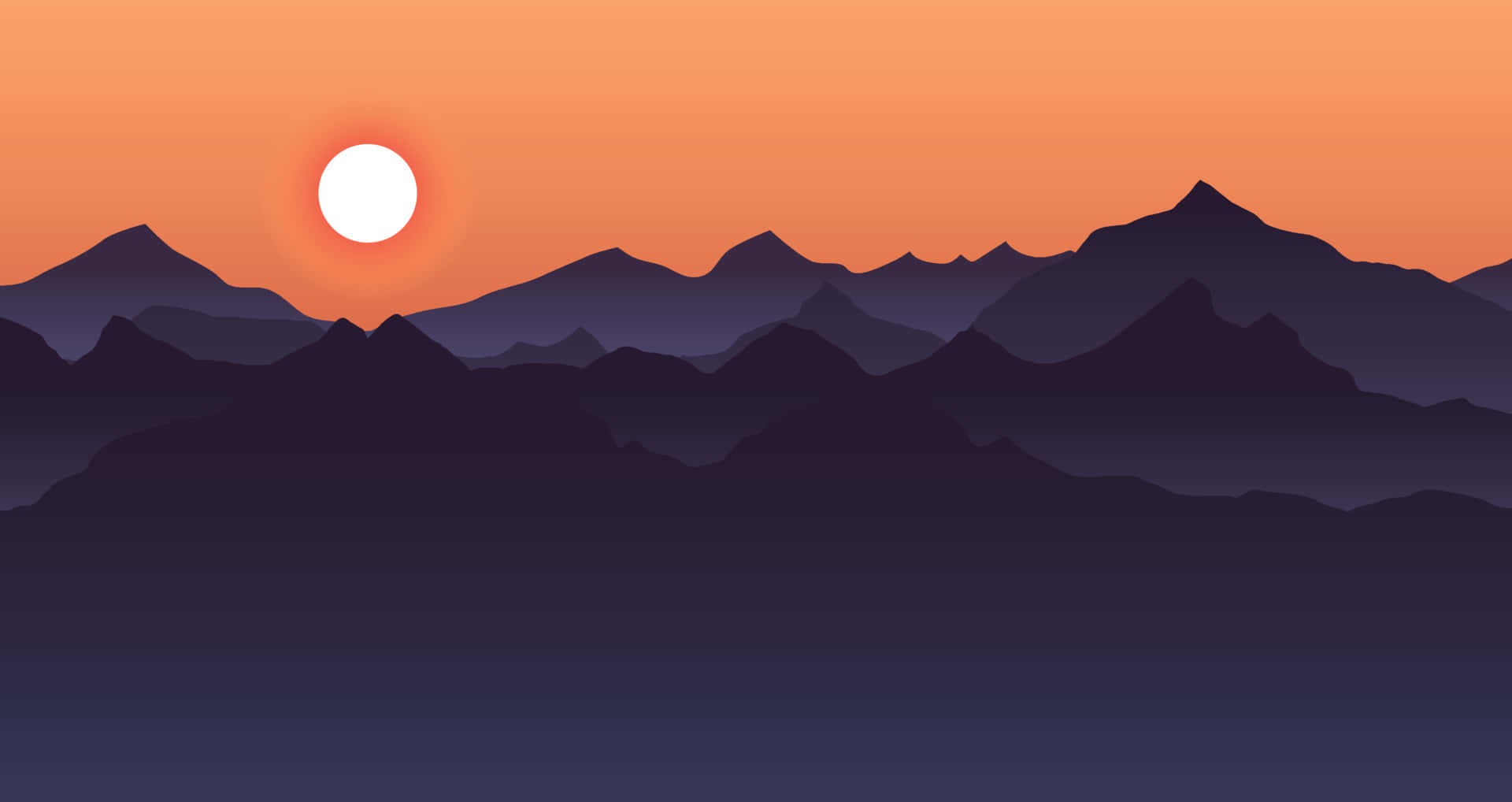 Mountains Sunset Silhouette Digital Art Background