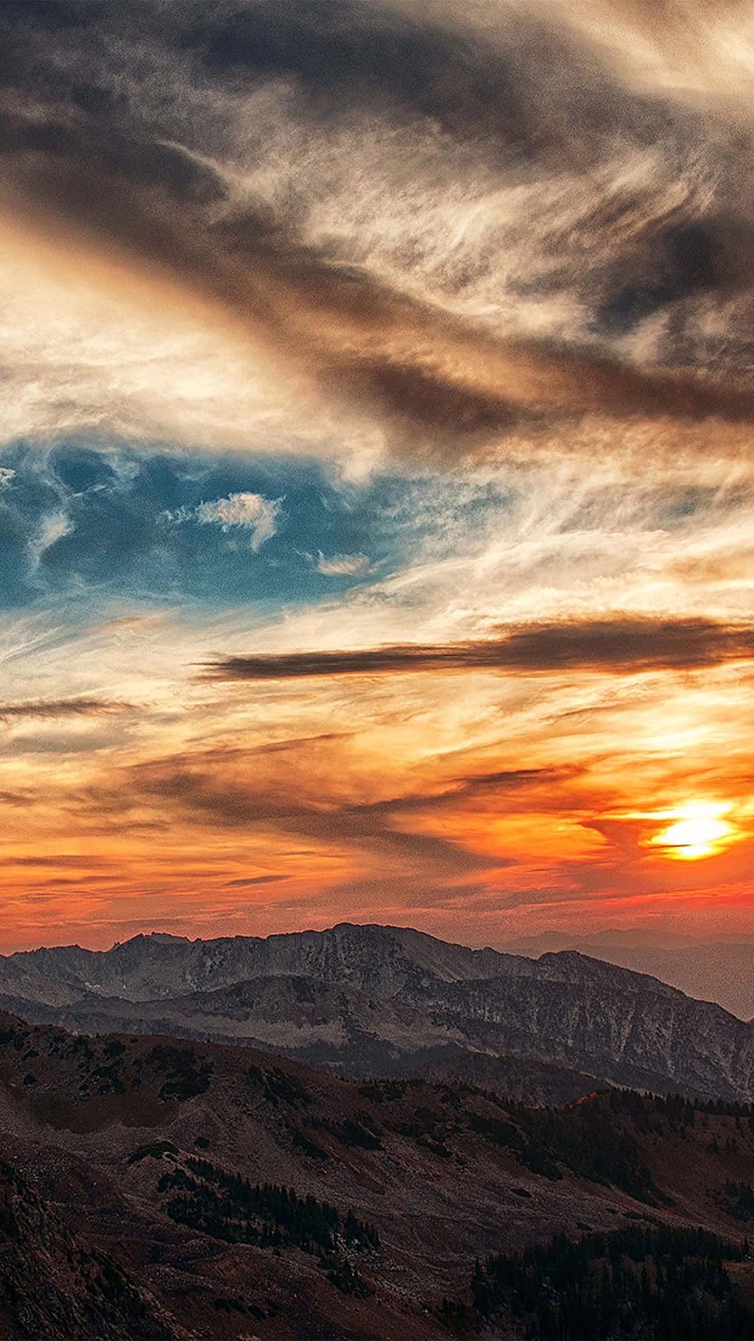 Mountains Sunset With Cloudy Sky Background