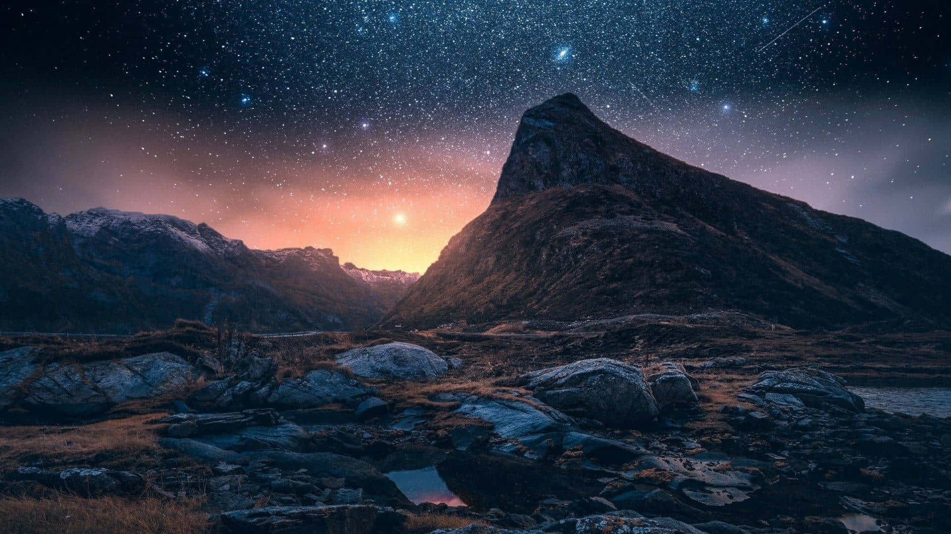 Mountains Under Stars In Iceland Desktop