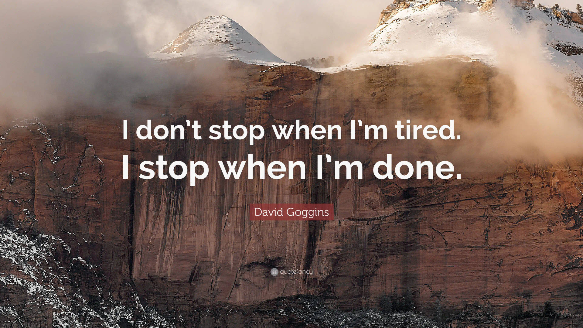 Mountainside Inspirational David Goggins Quote Background