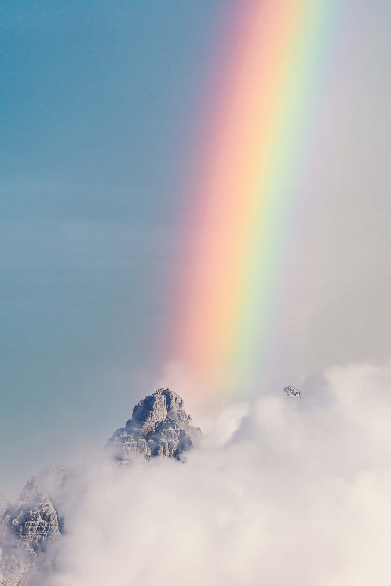 Mountaintop Aesthetic Rainbow Mobile Background