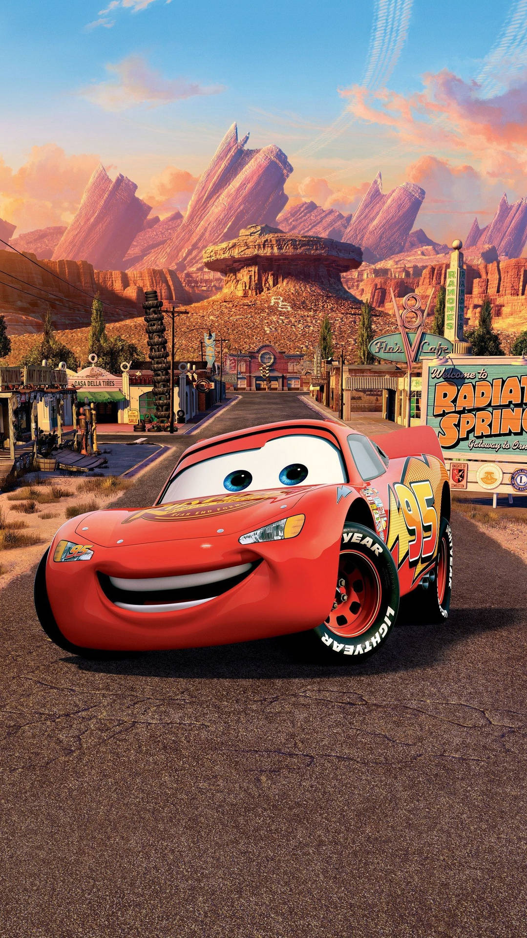 Mountainview Behind Lightning Mcqueen Cars Background