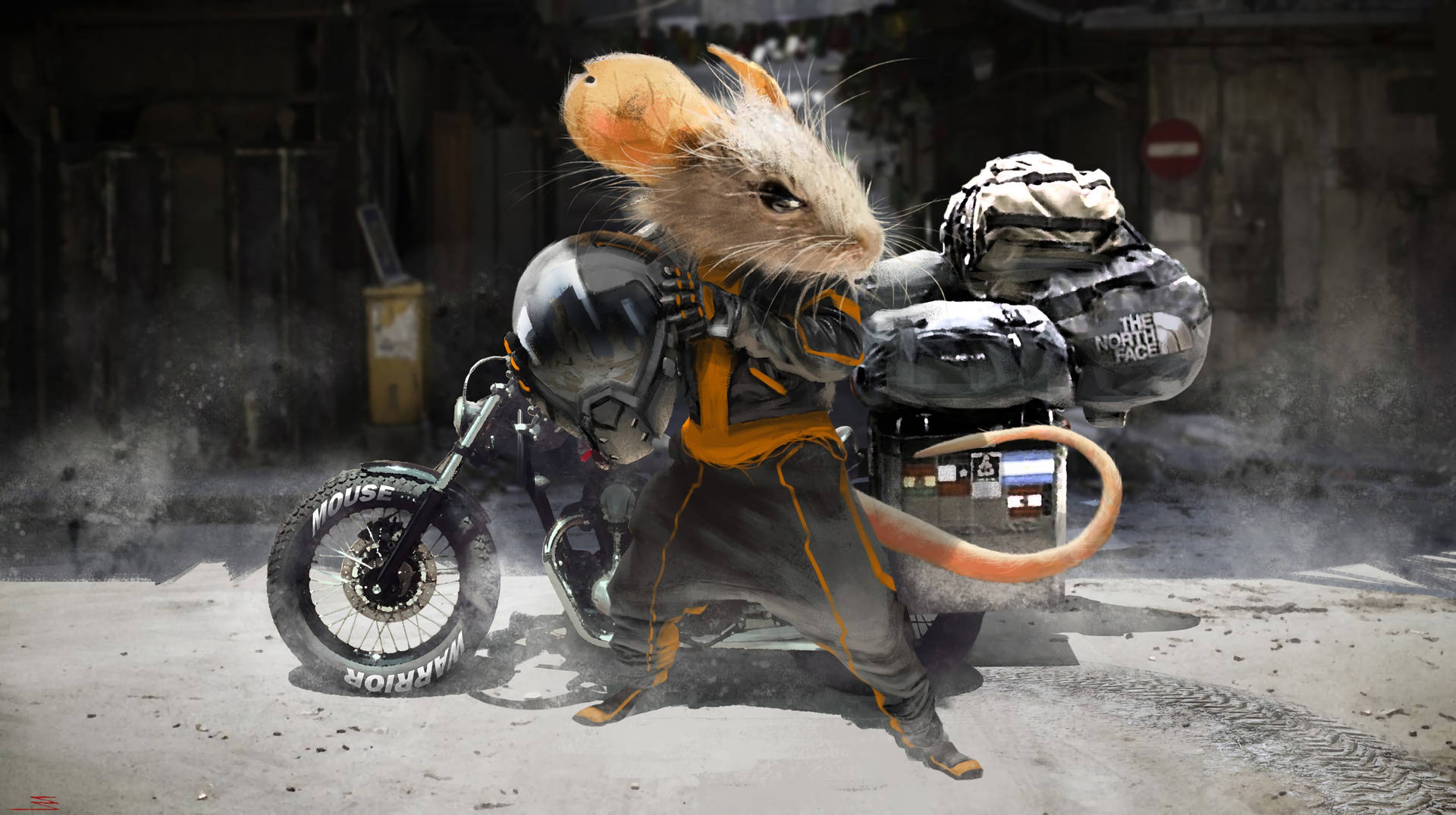 Mouse With Motorcycle Background