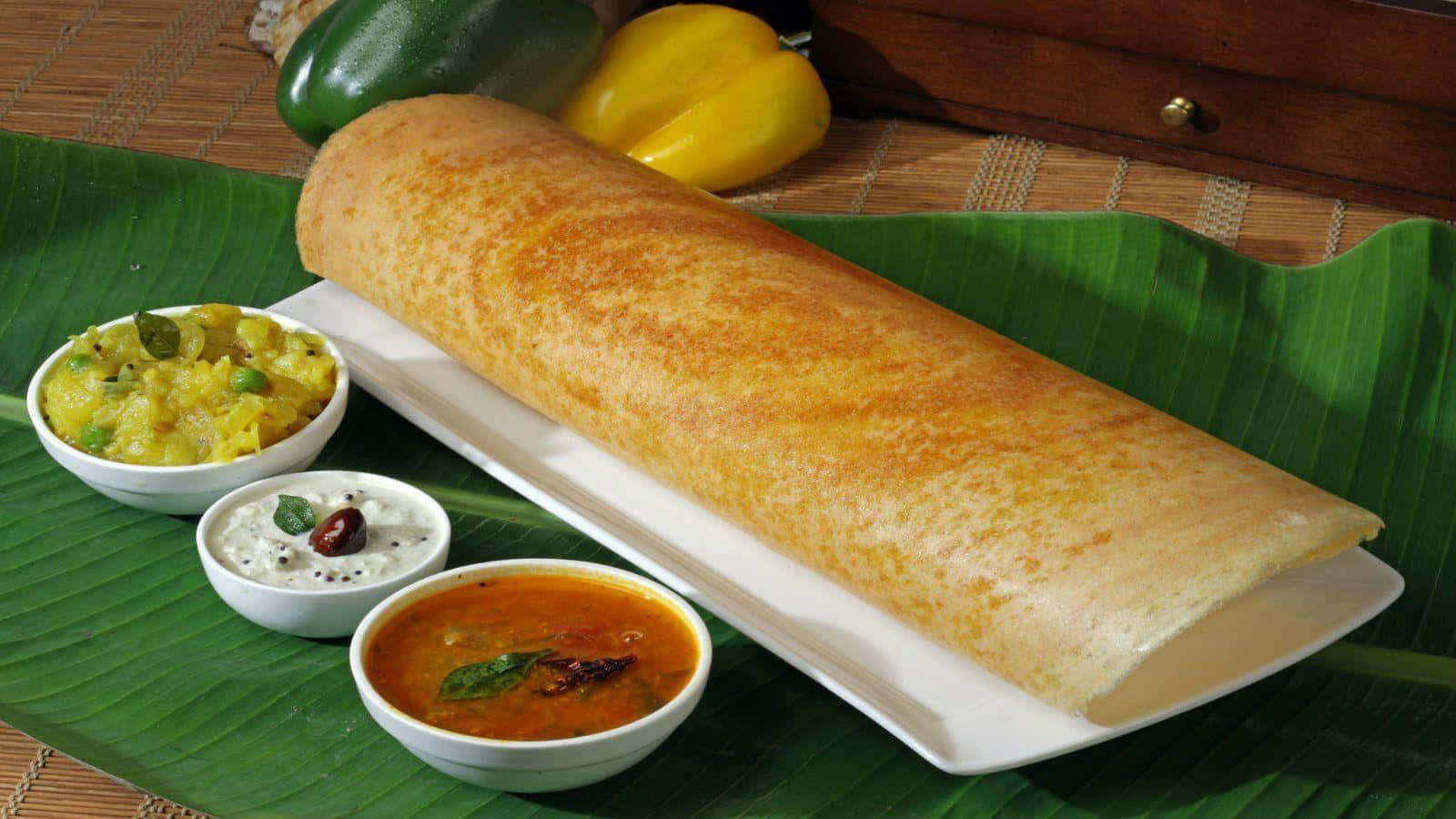 Mouth-watering South Indian Dosa - The Perfect Breakfast Treat Background