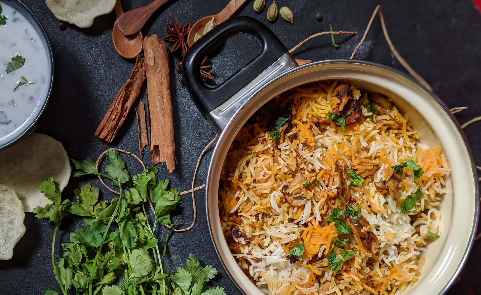 Mouthwatering Biryani In A Pot Background