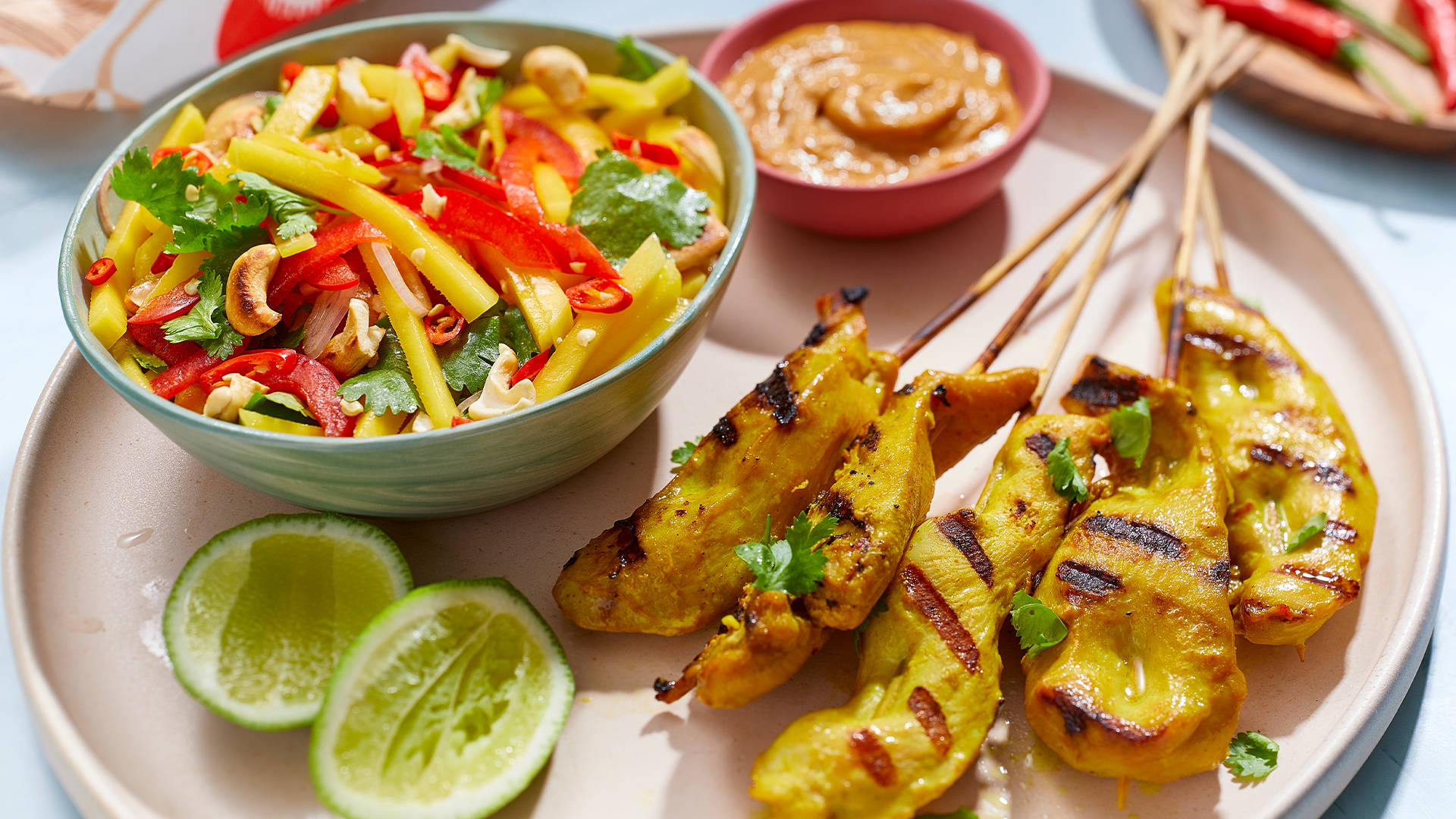 Mouthwatering Chicken Satay With Creamy Cashew Sauce Background