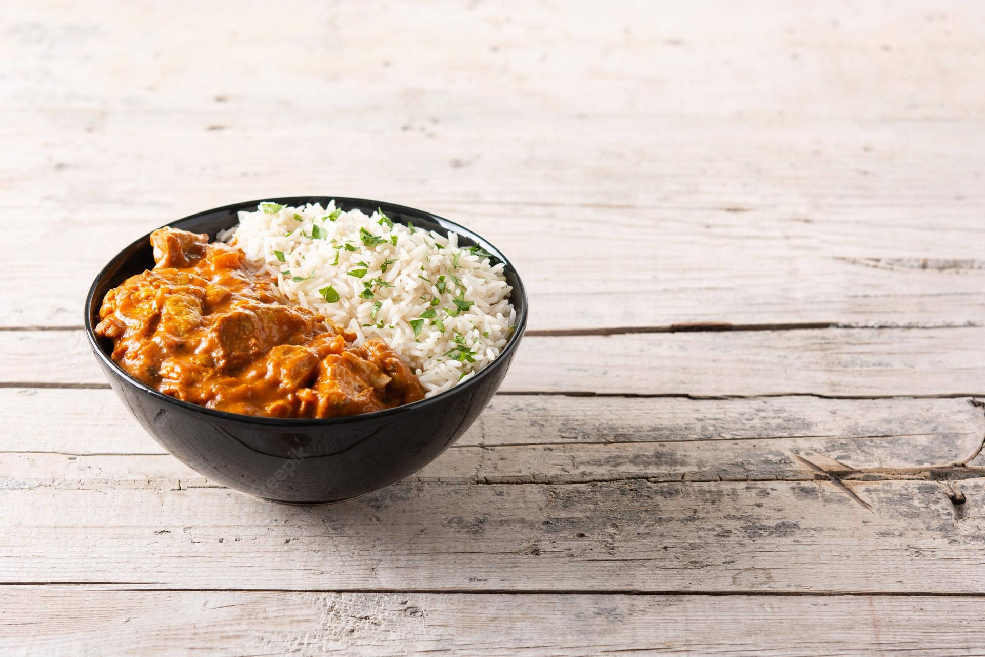 Mouthwatering Rice And Butter Chicken Background