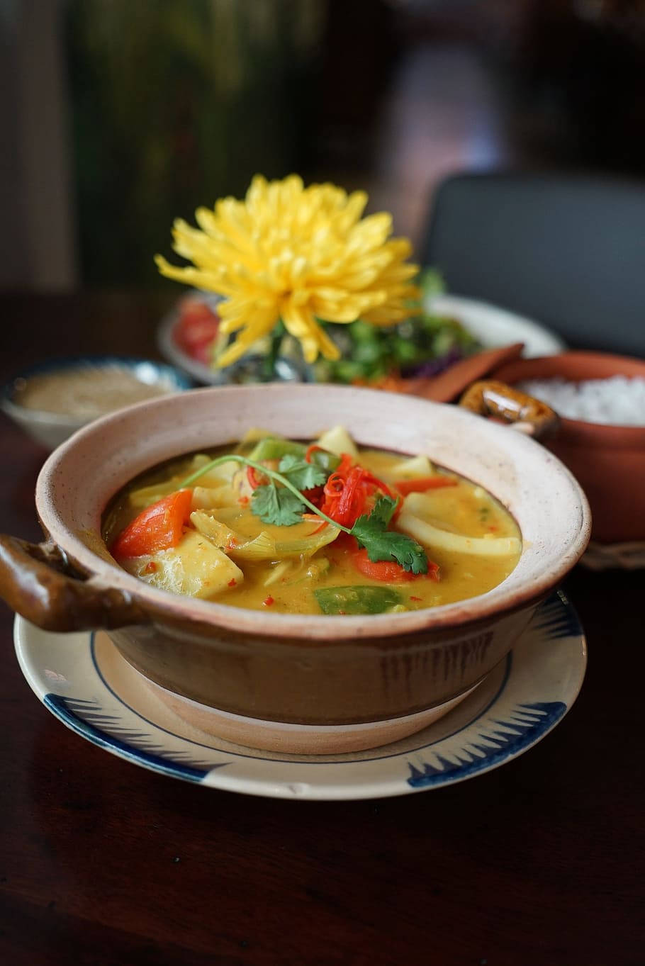 Mouthwatering Yellow Thai Curry With Chicken Background