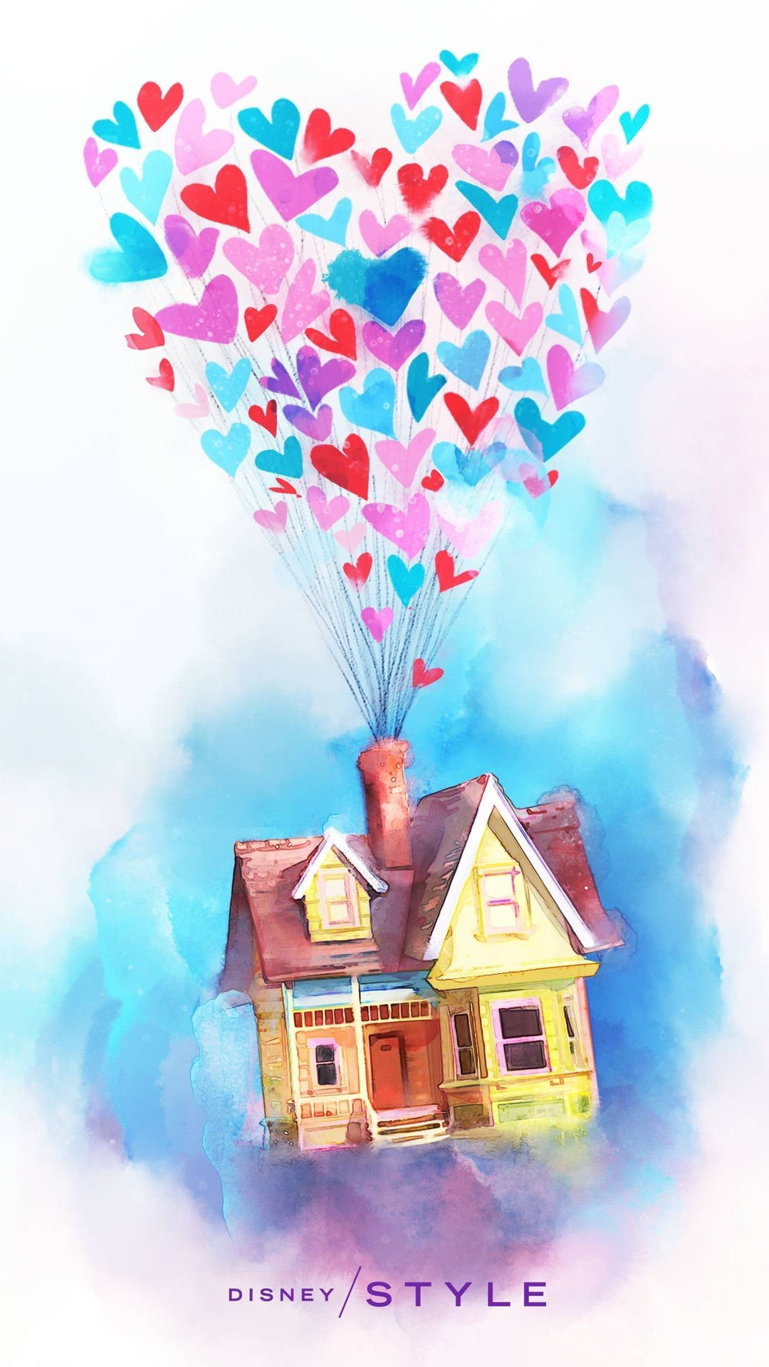 Movie Up Heart Balloons Painting Background