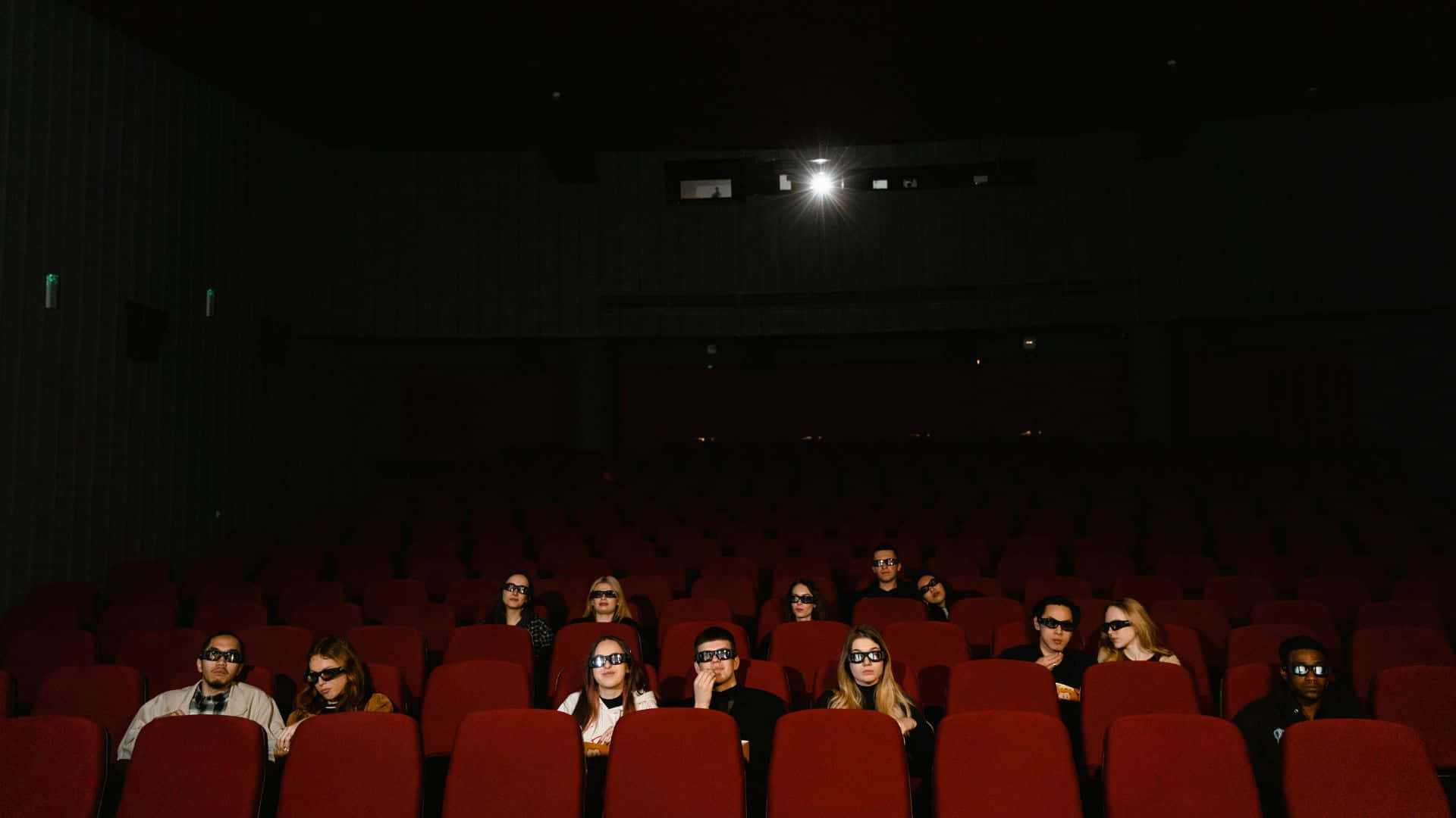 Moviegoers Wearing3 D Glasses Background