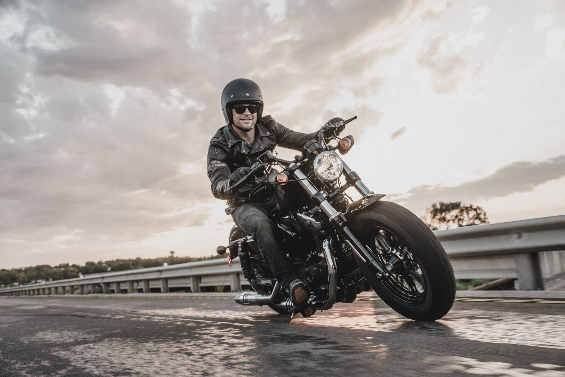 Moving Black Harley Davidson Background