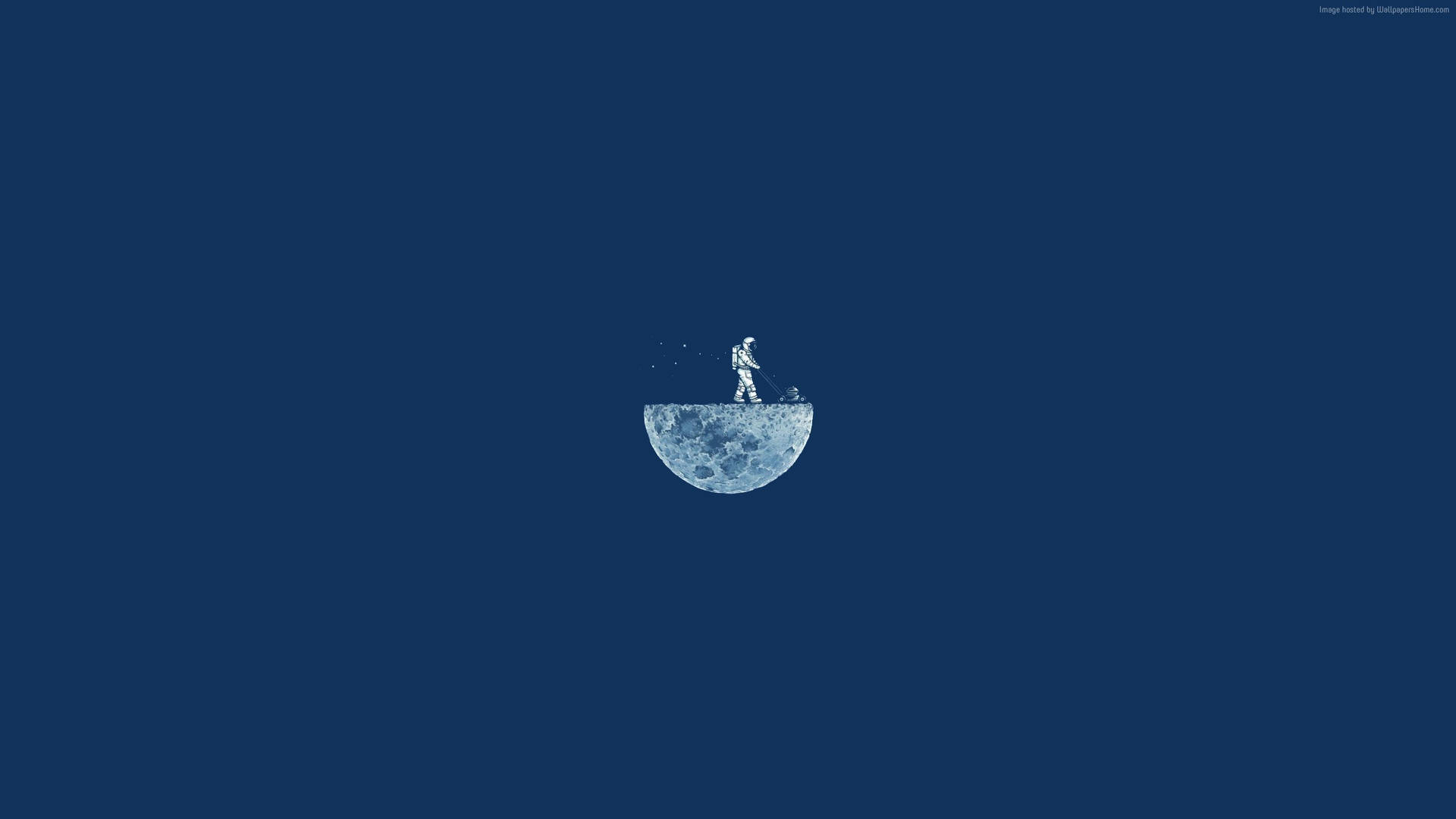 Mowing Astronaut Minimalist Aesthetic Laptop Background