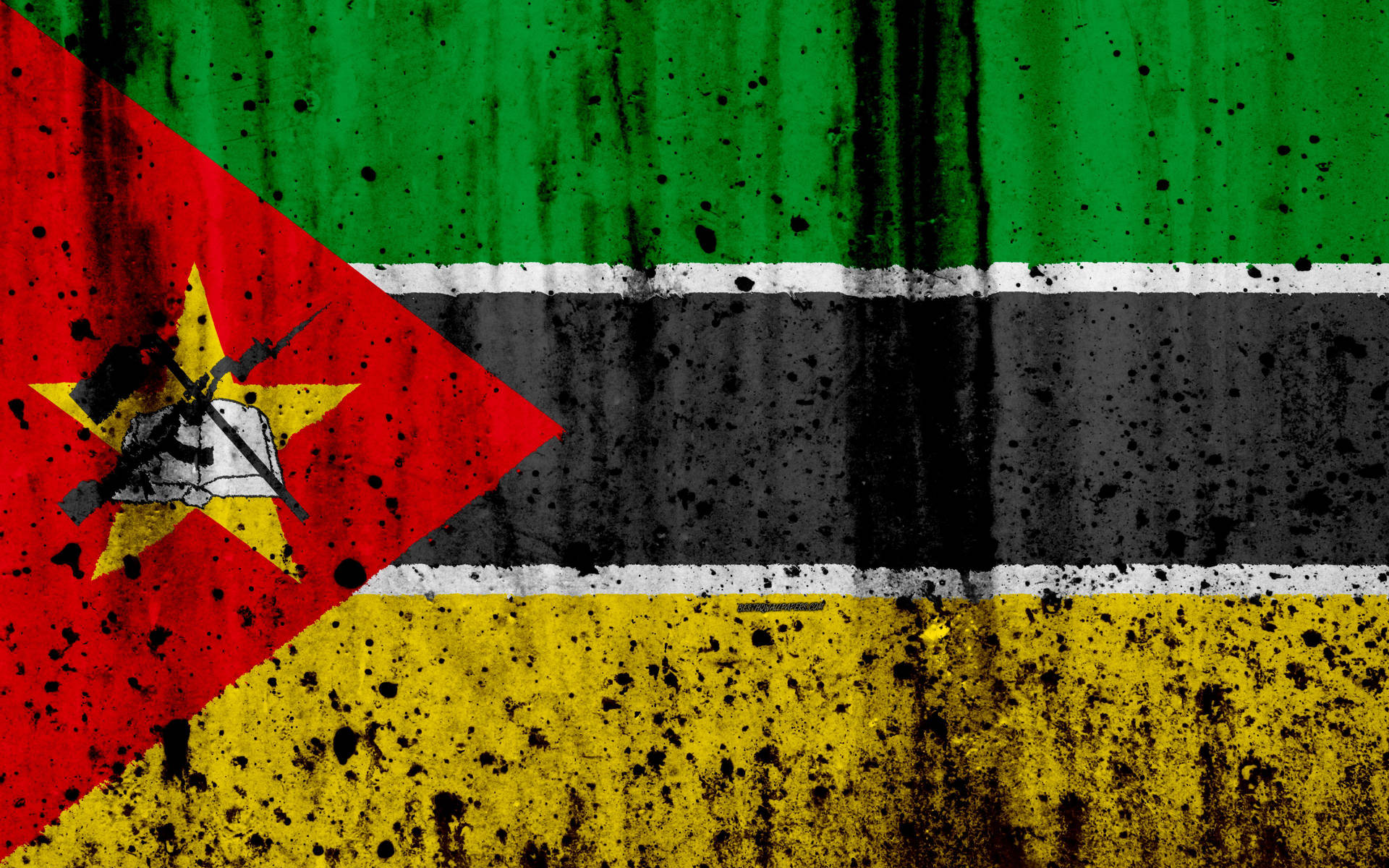 Mozambique Flag Rugged Splatter Background