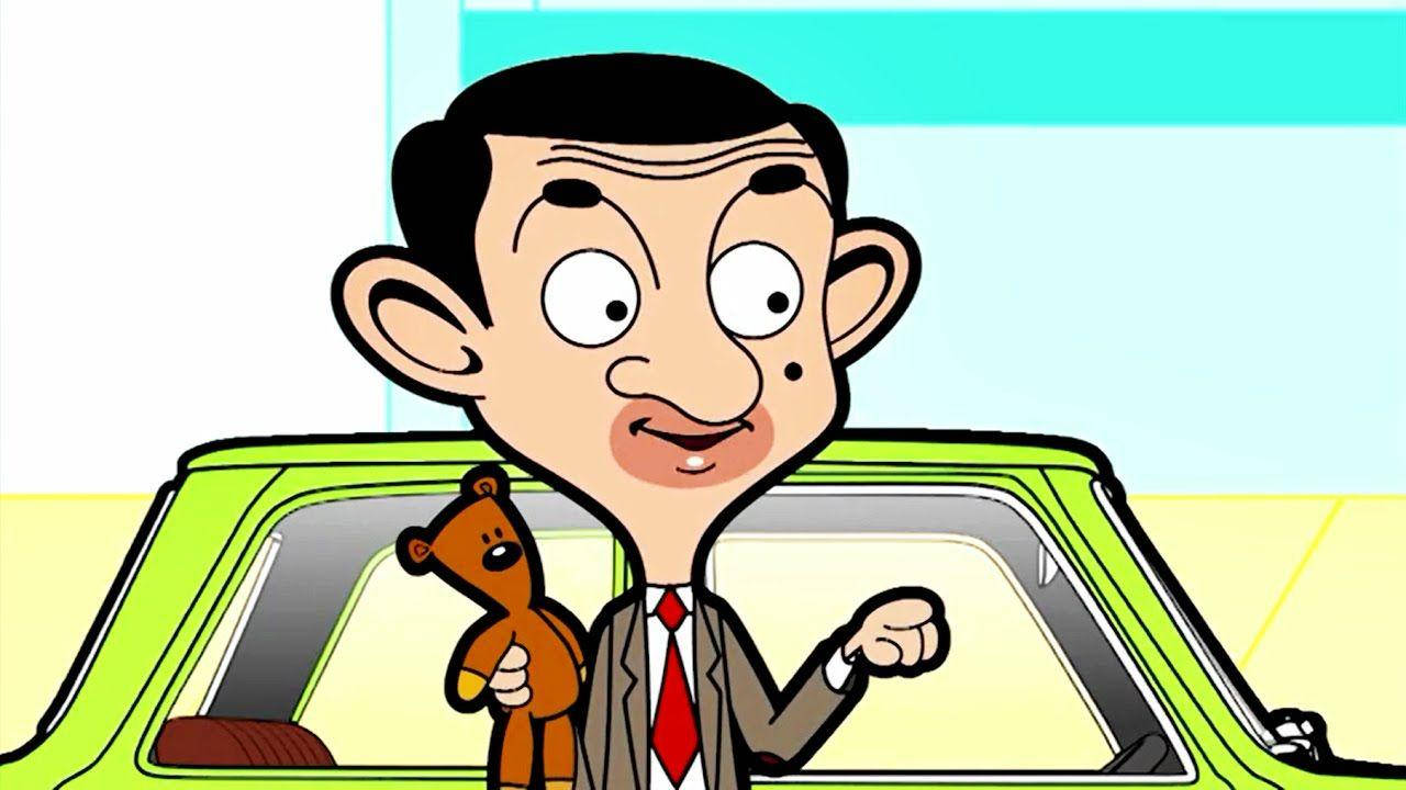 Mr. Bean Cartoon In Front Of Car