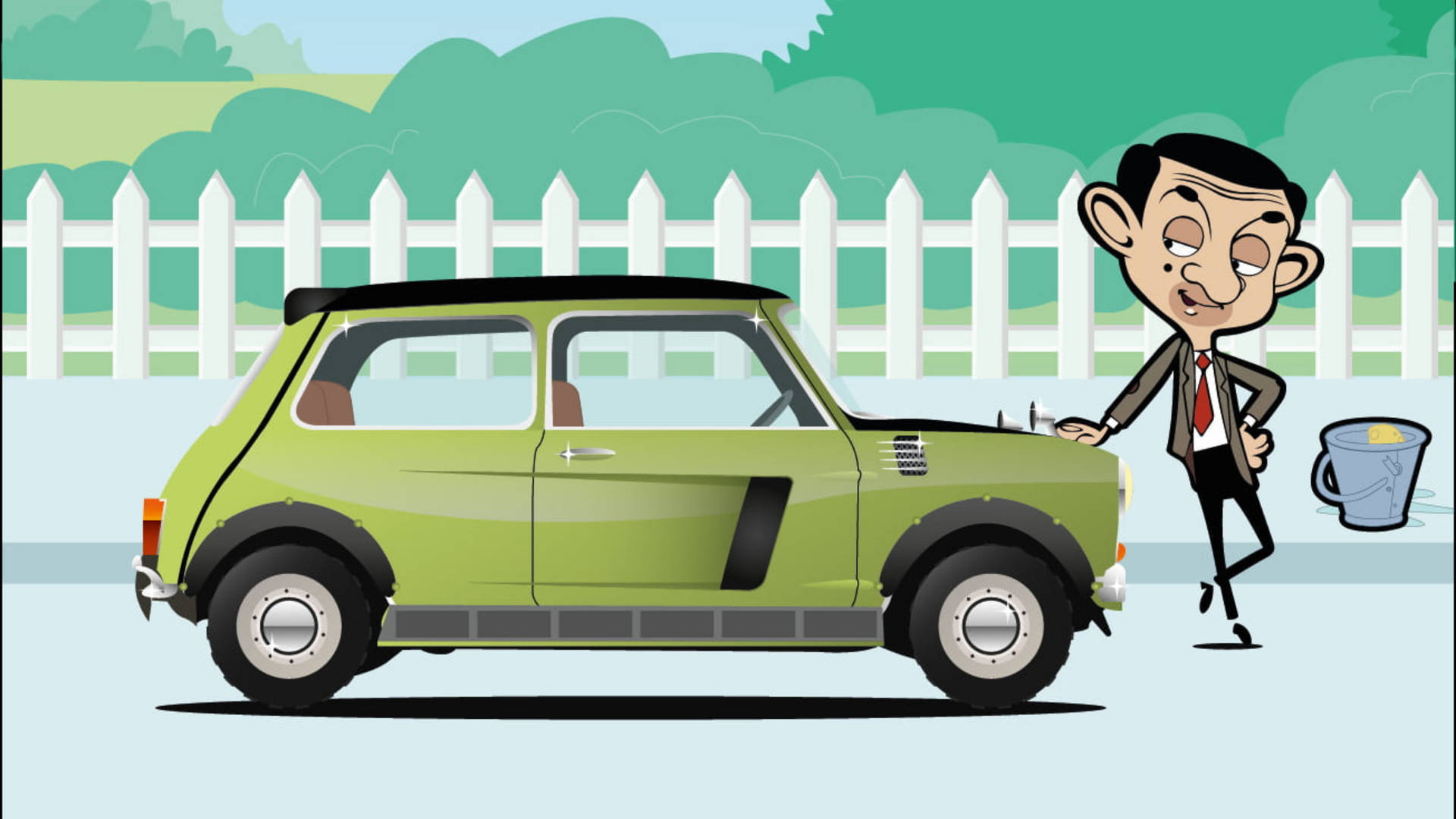 Mr. Bean Cartoon White Fence Background