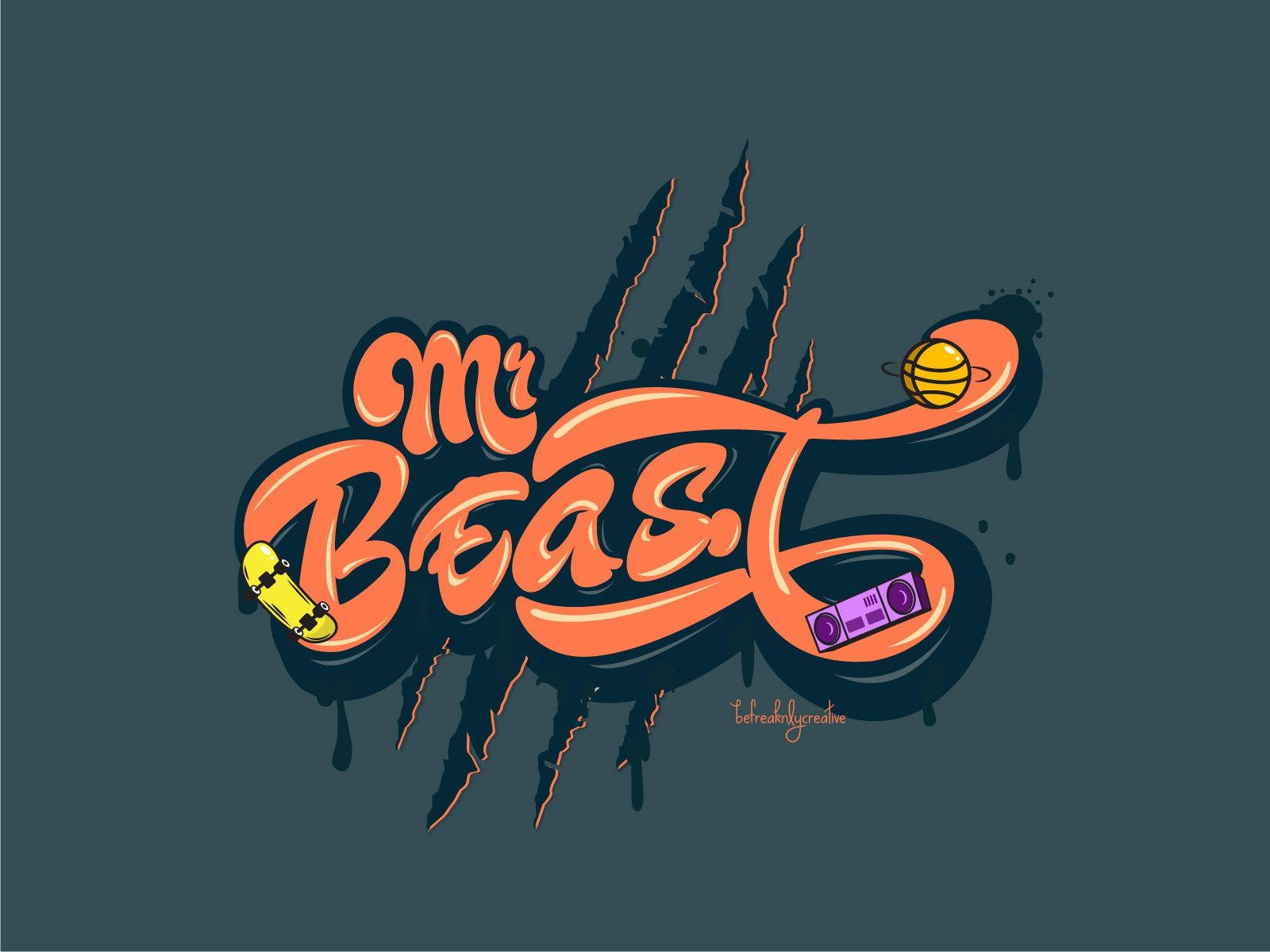 Mr Beast Orange Wordmark Background