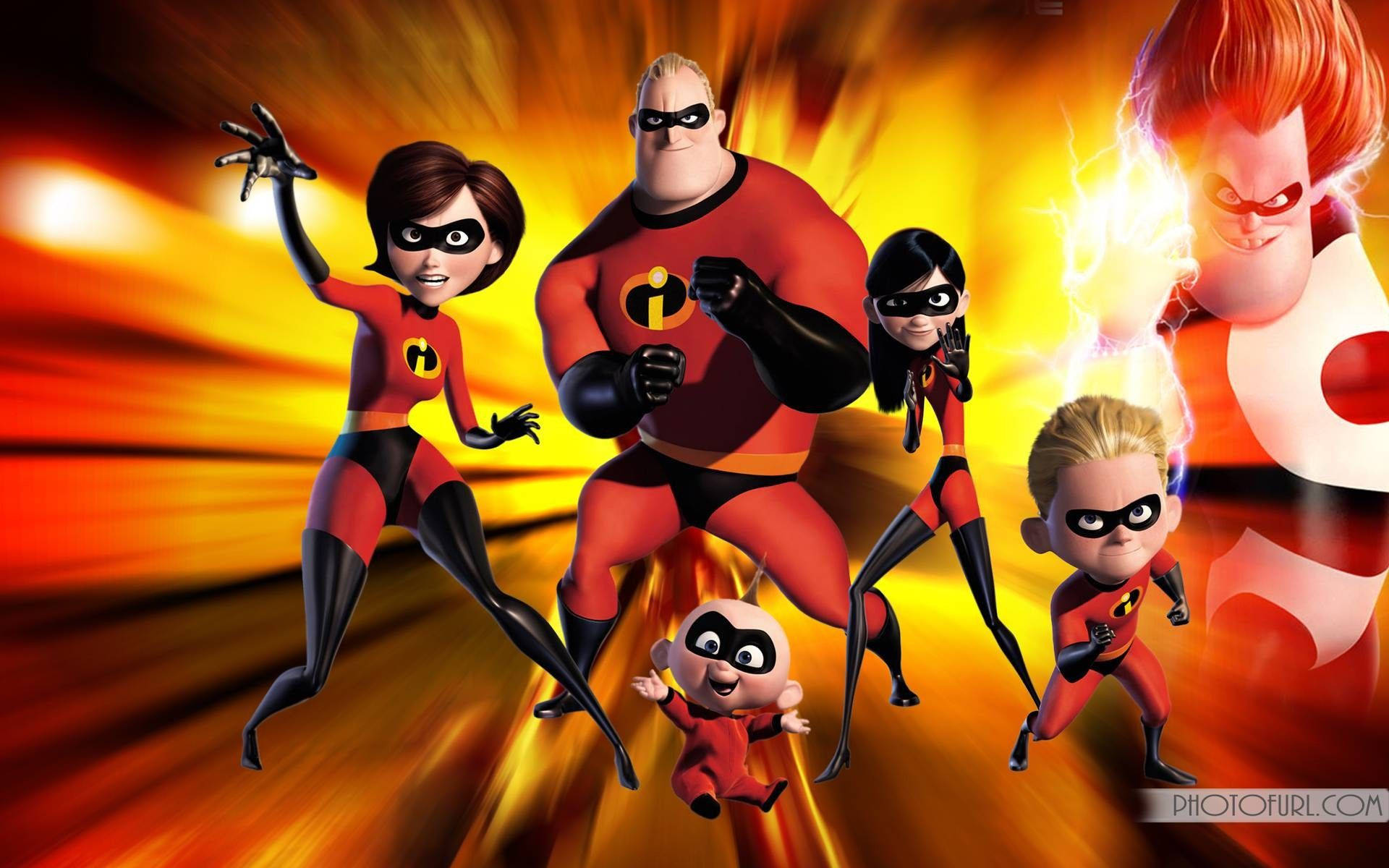 Mr. Incredible Takes On Syndrome In “the Incredibles” Background