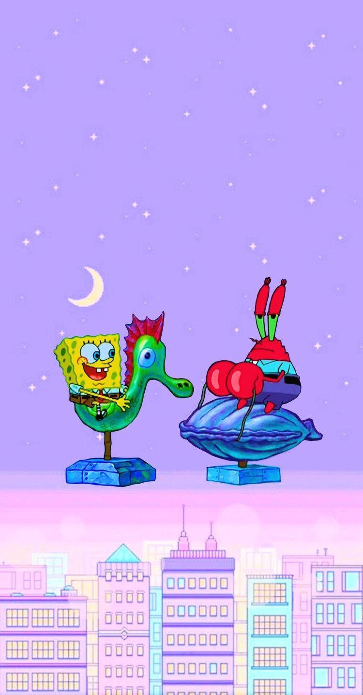 Mr. Krabs And Spongebob Cartoon Phone Background