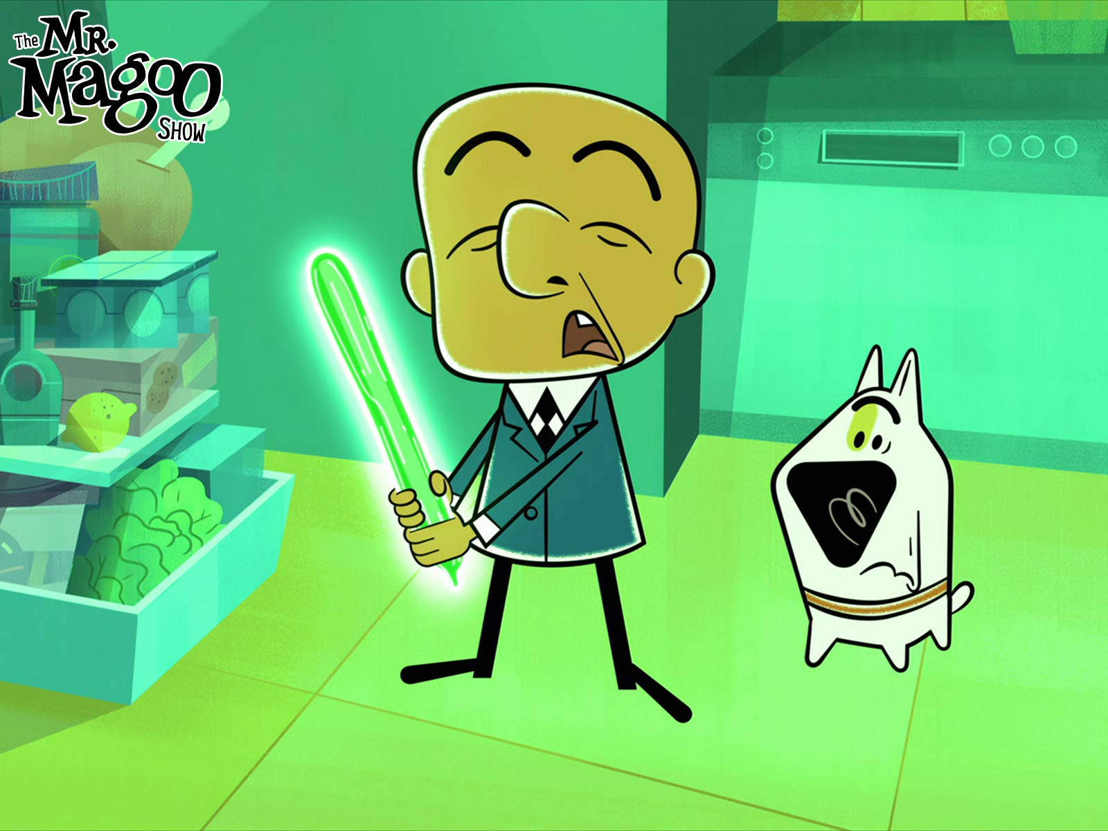 Mr Magoo With Glowing Green Stick Background