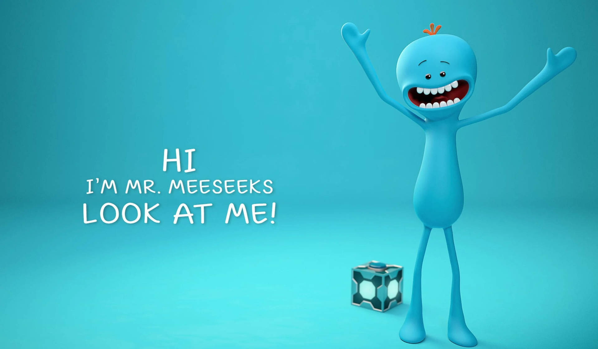 Mr Meeseeks And Box In Blue Background