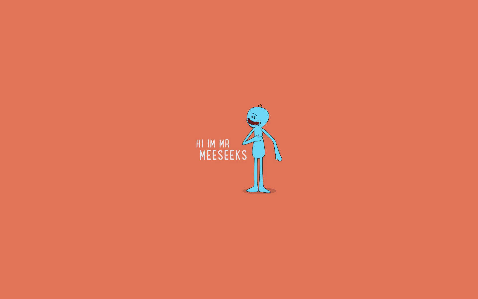 Mr Meeseeks In Pink Background