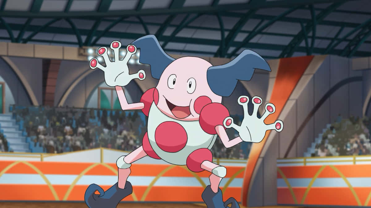 Mr Mime Putting On A Show In The Ring Background