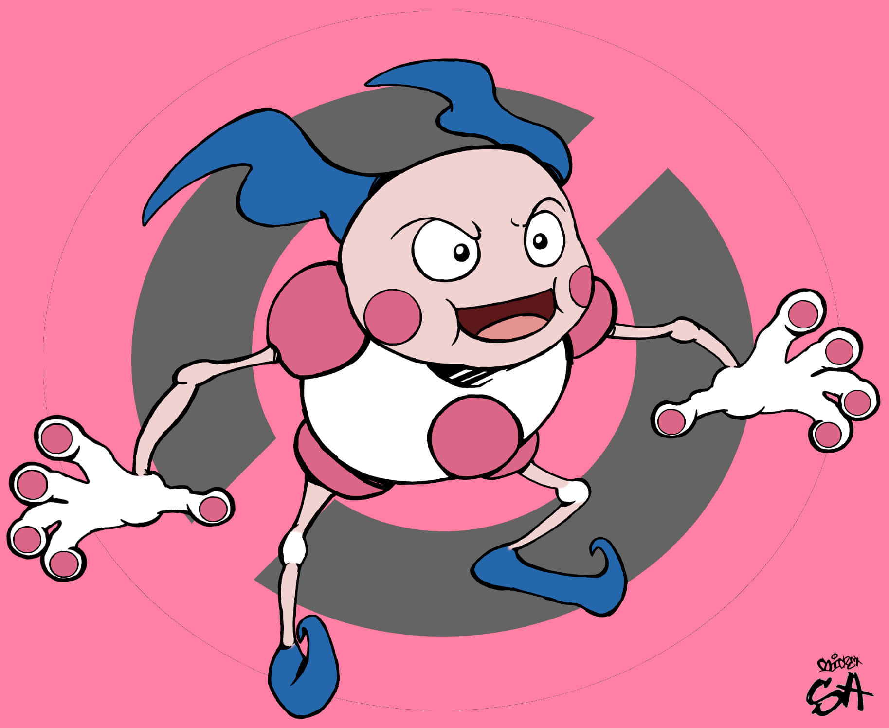 Mr. Mime Showing Off Its Magical Abilities On A Vibrant Pink Background Background