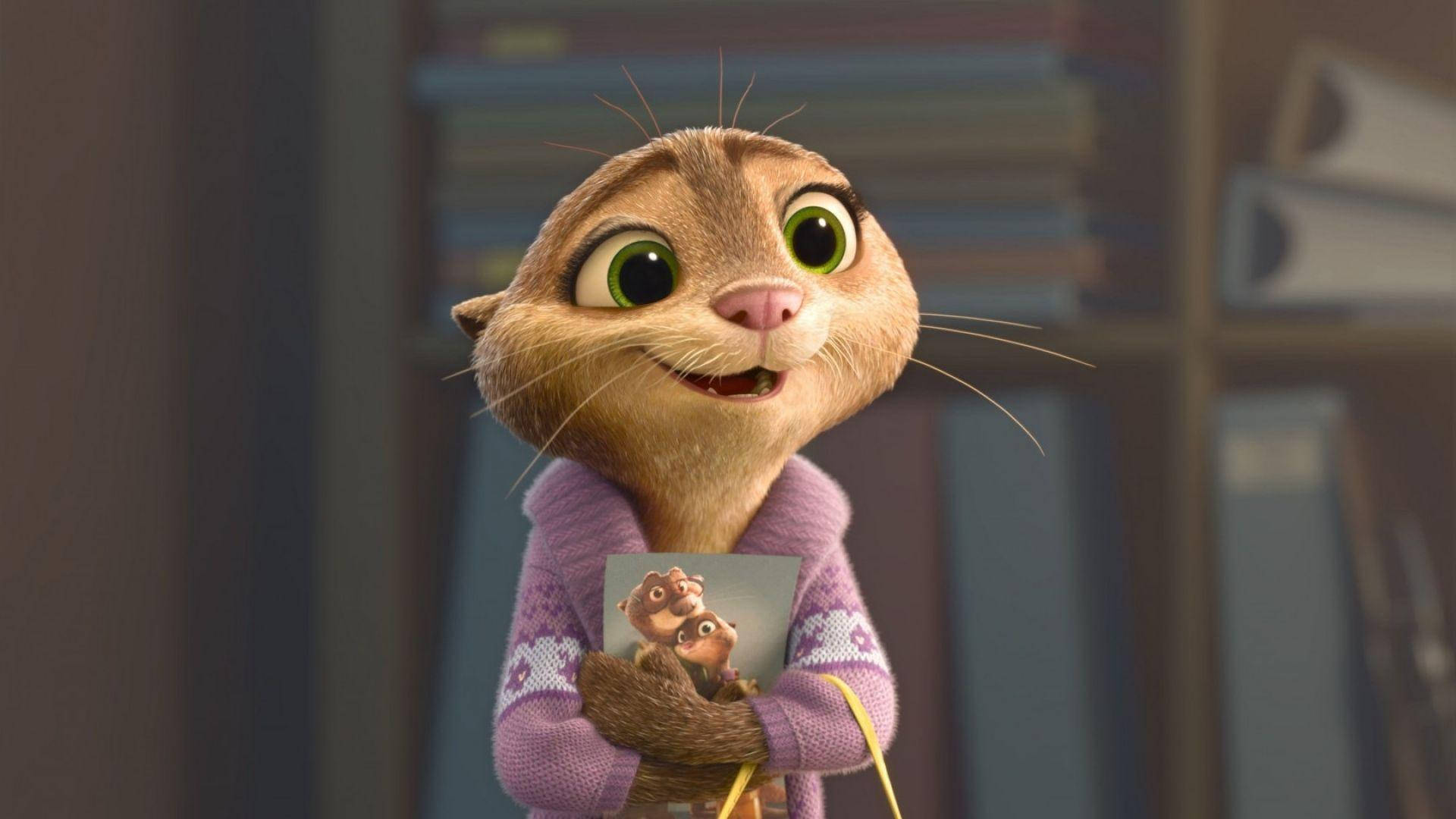 Mrs. Otterton Worriedly Waiting In Zootopia. Background