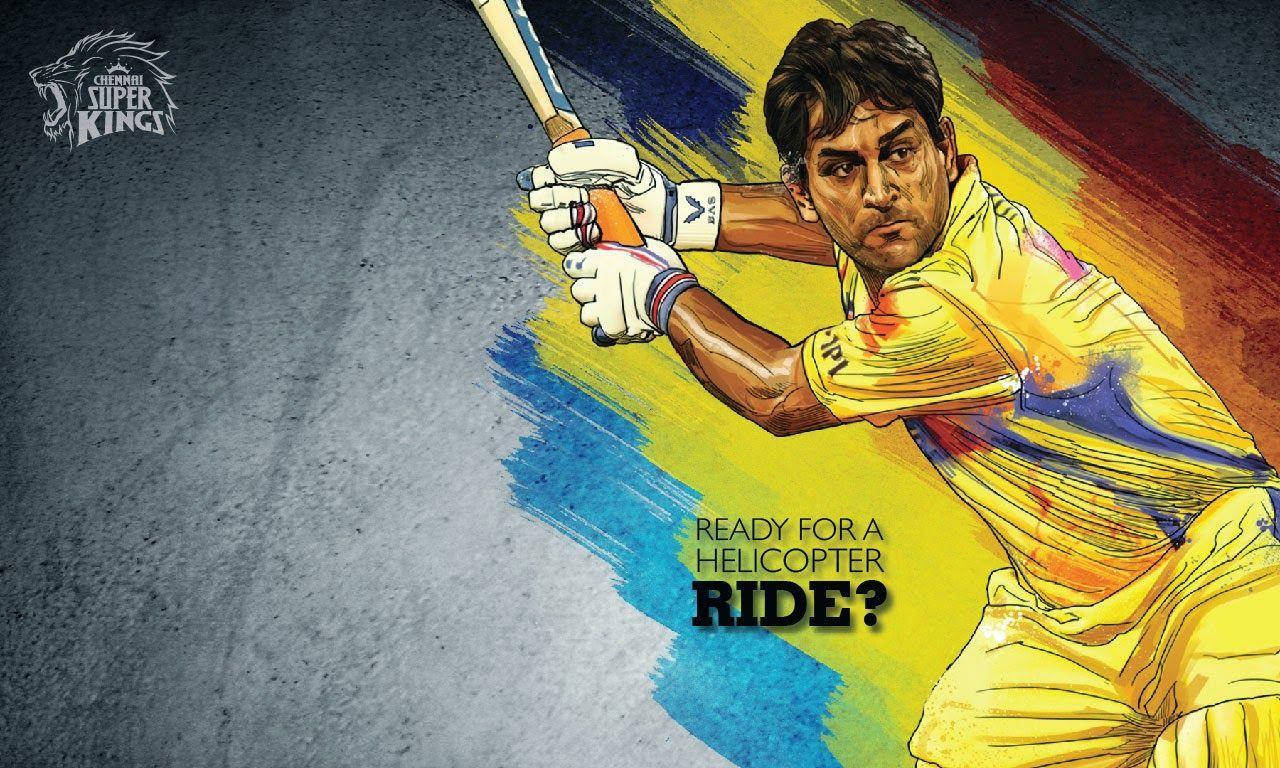 Ms Dhoni Digital Painting Background
