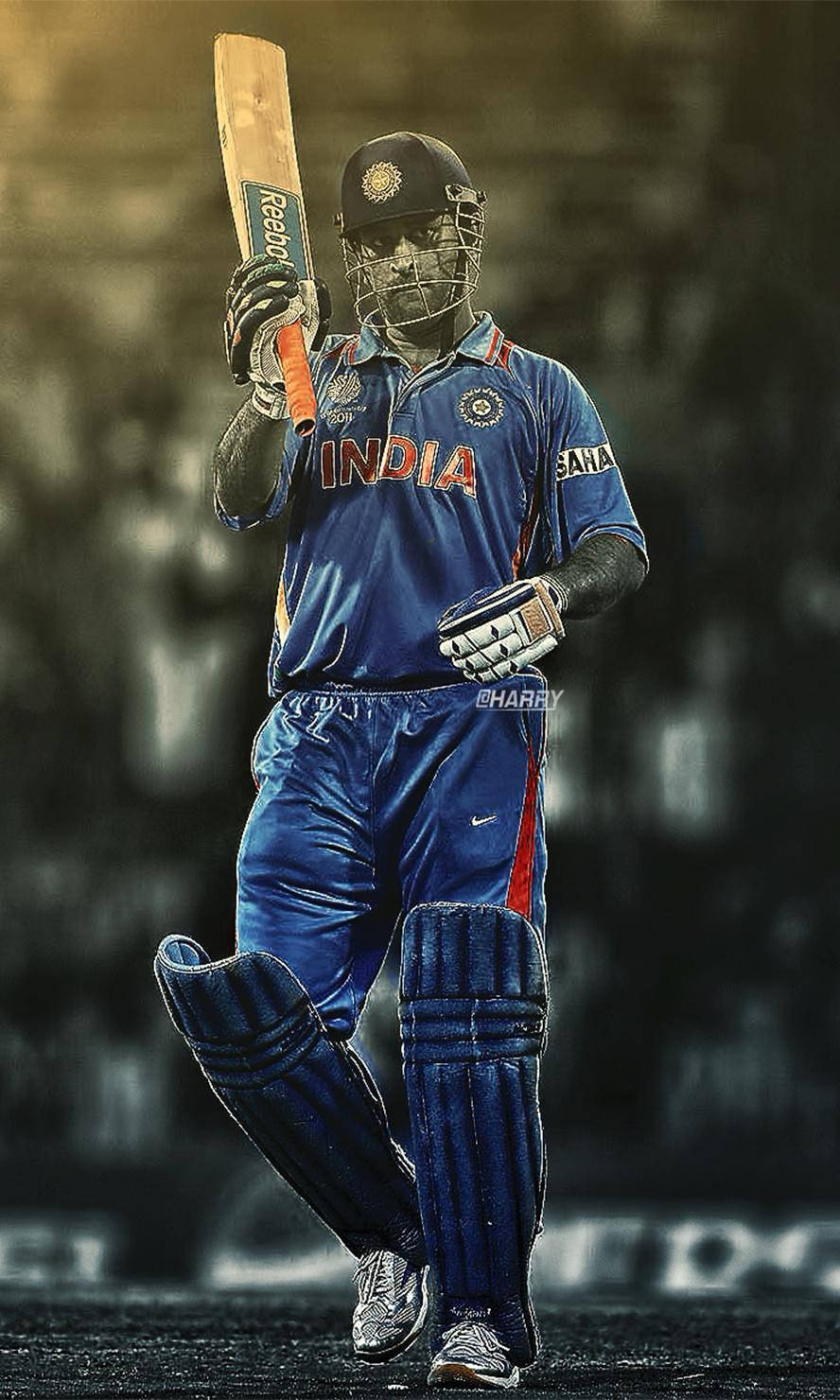 Ms Dhoni Hd With Bat Background