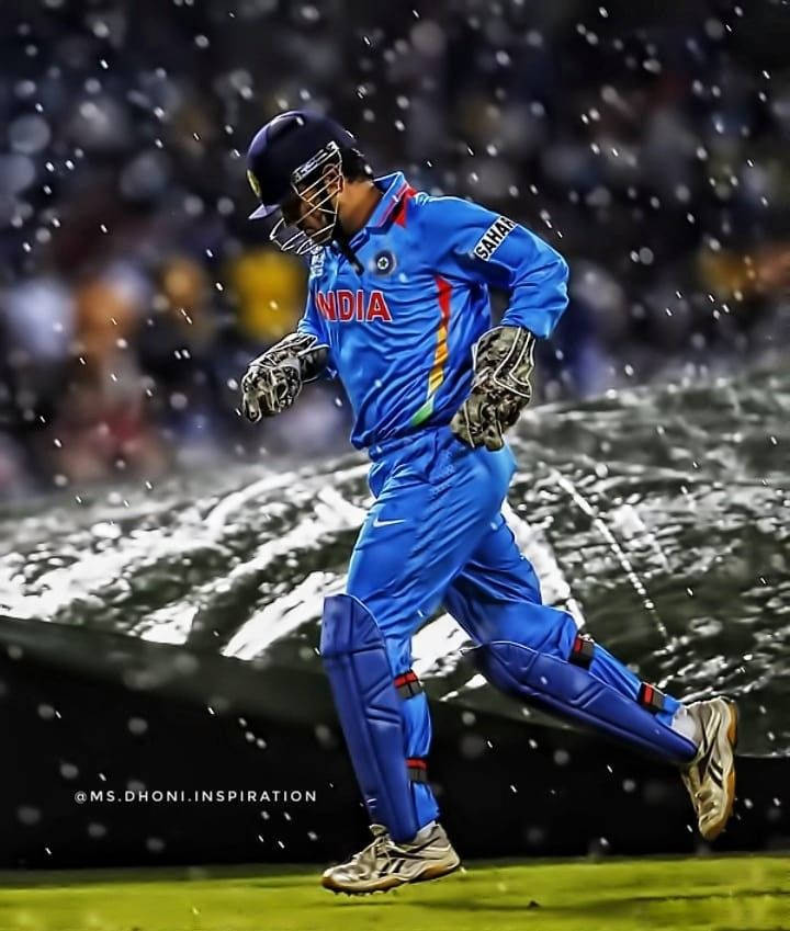 Ms Dhoni Wears Iconic 7 Jersey Background