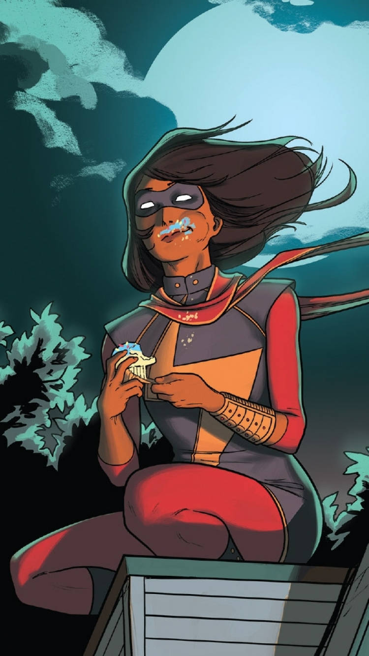 Ms Marvel Eating A Cupcake
