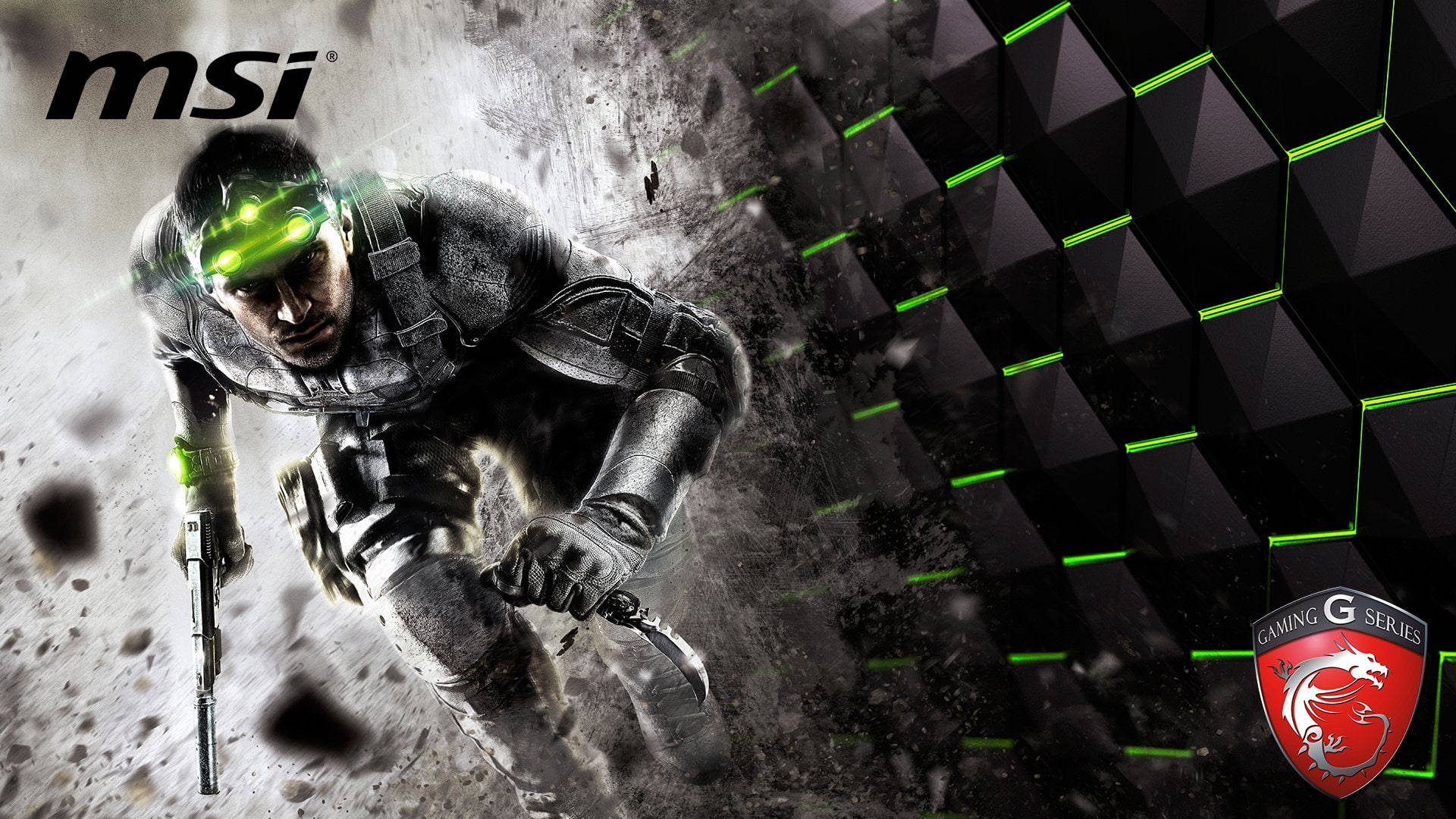 Msi Gaming Laptop With Splinter Cell Blacklist Sam Fisher Background