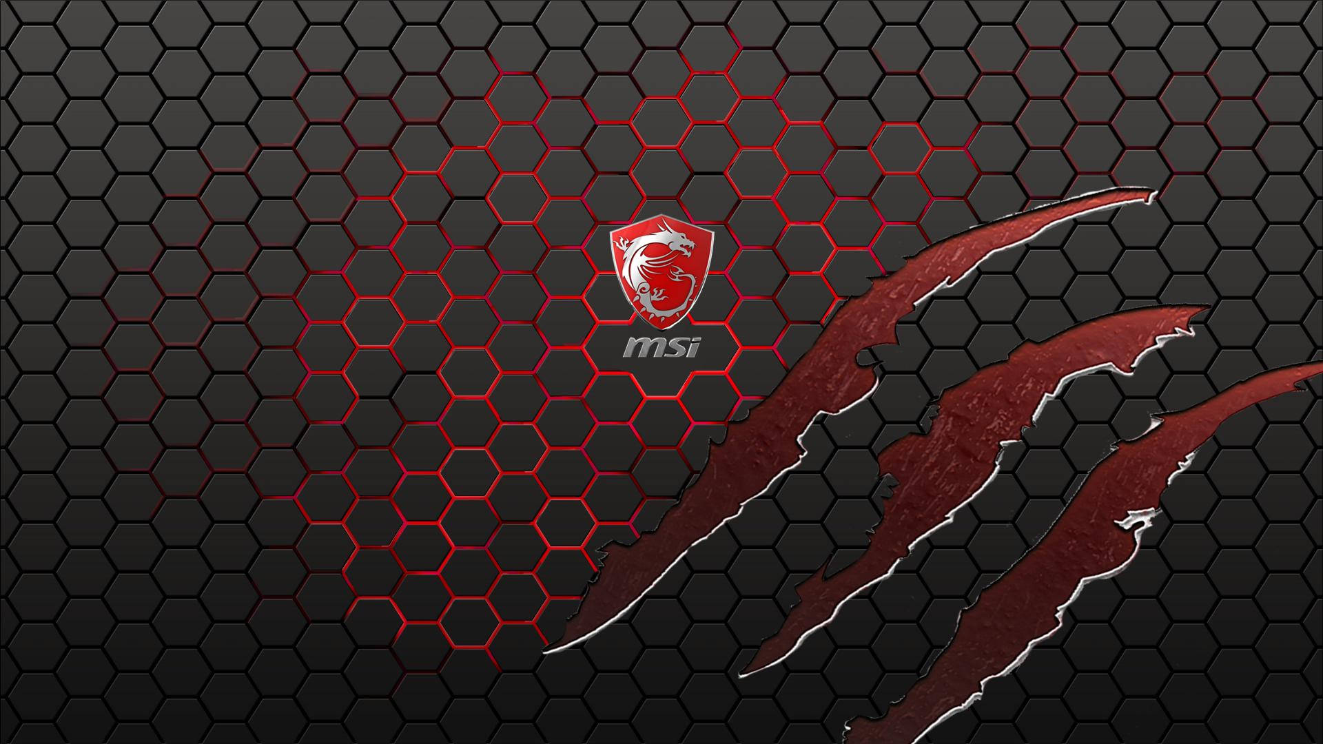 Msi Red Scratch On Black Honeycomb Background
