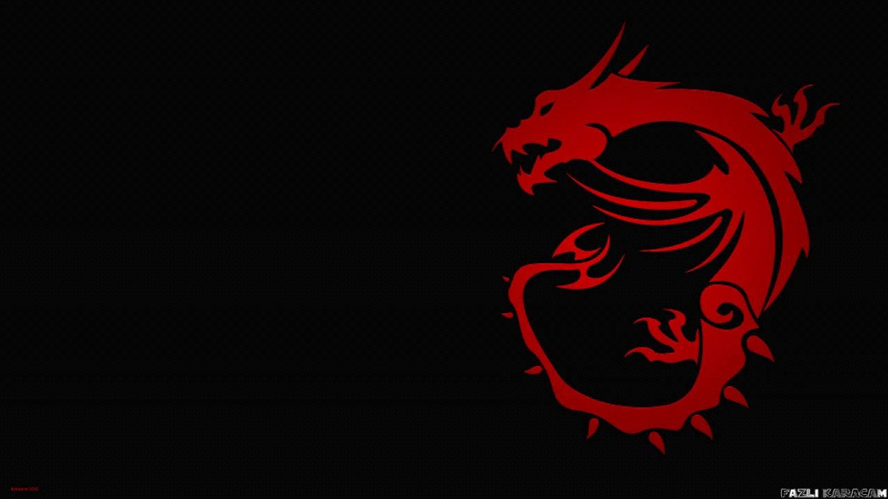 Msi Rgb Red Dragon On Black Background Background