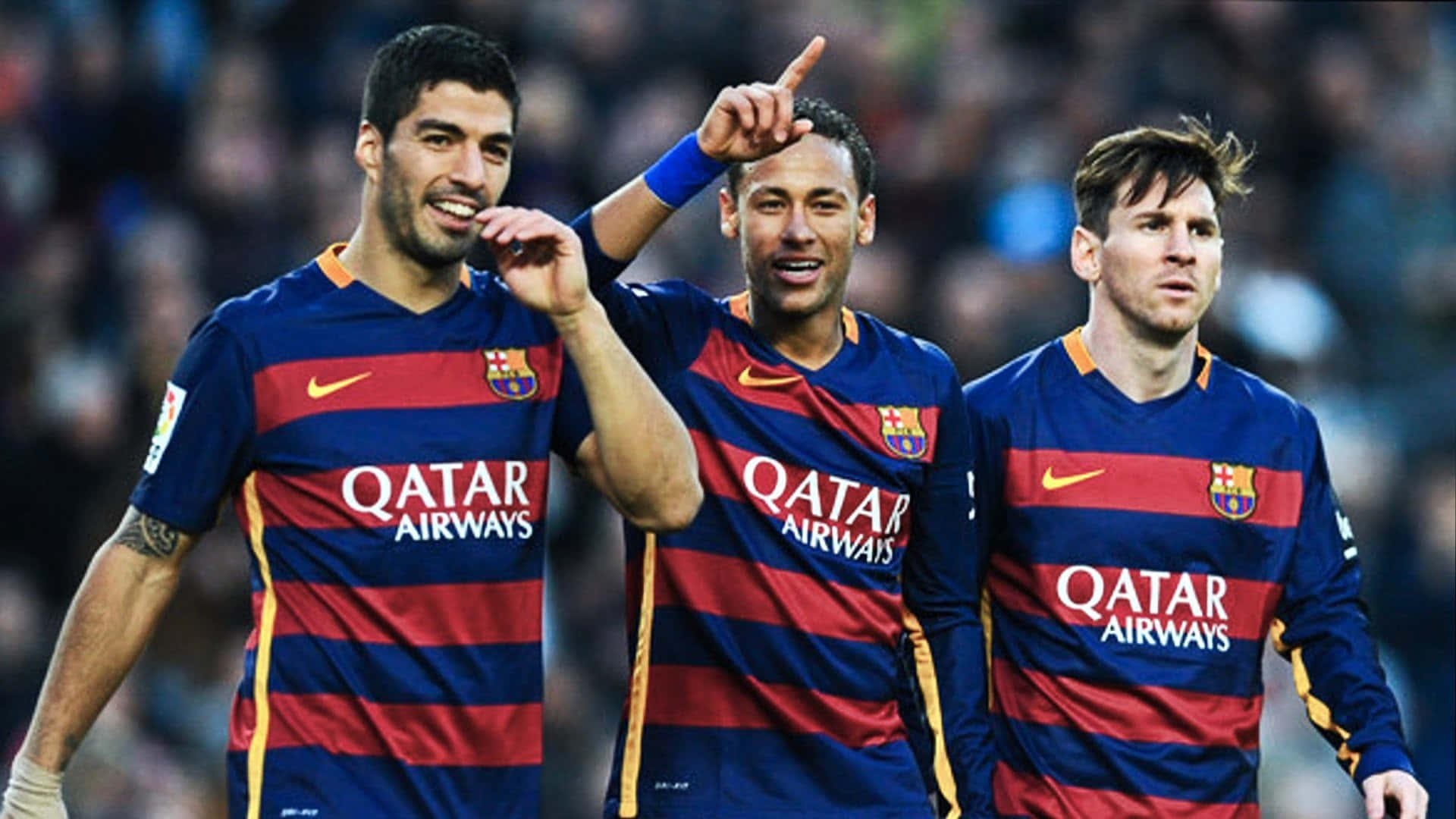 Msn Trio Neymar Pointing Up Background