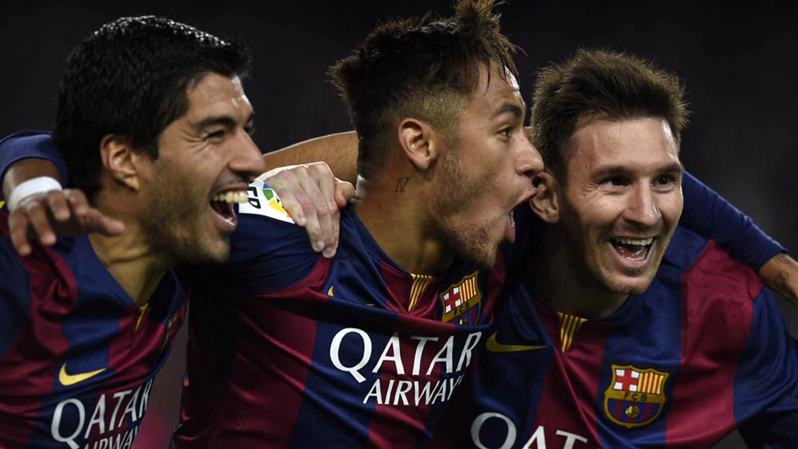 Msn Trio With Neymar Looking Sideways