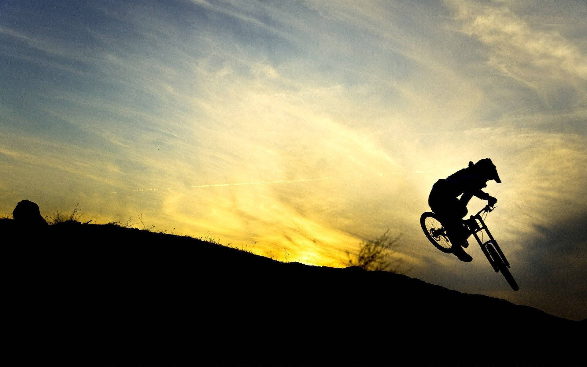 Mtb Extreme Hill Stunt Silhoutte Background