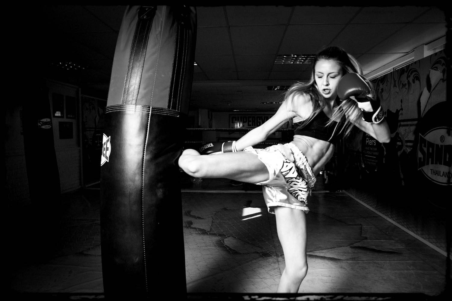 Muay Thai Woman Training Background