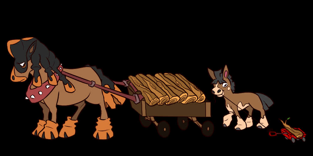 Mudsdale And Mudbray Pulling Carts