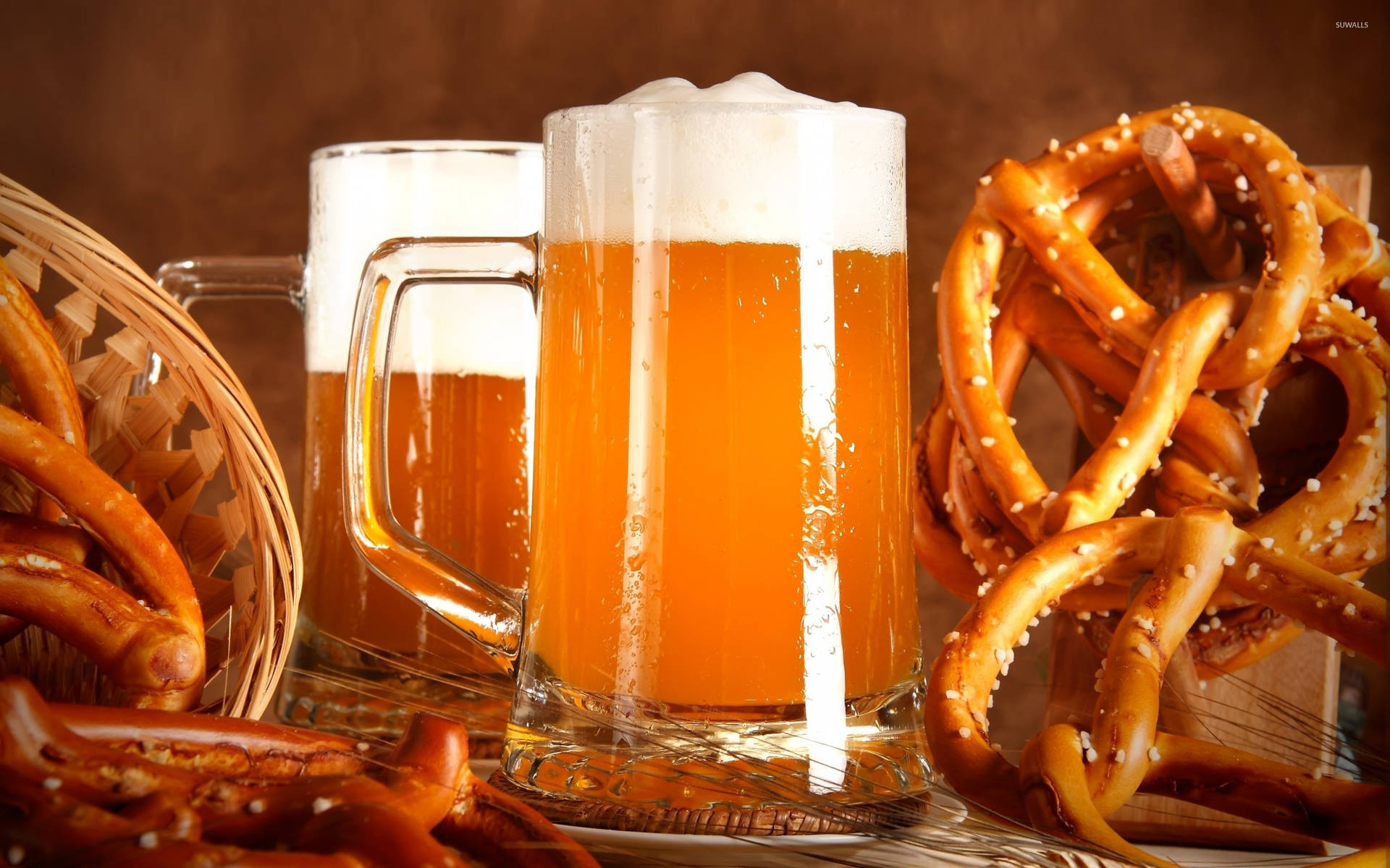 Mugs Of Beer And Pretzels