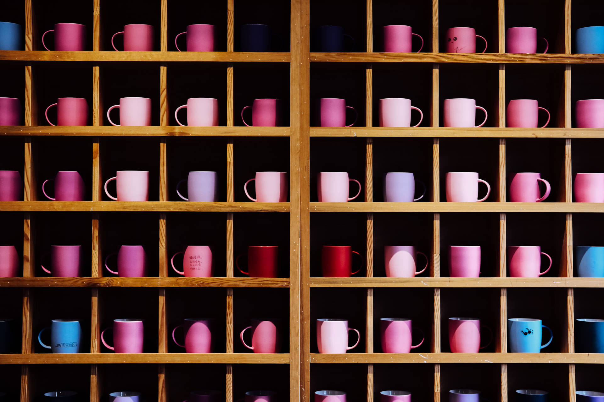 Mugs On Shelves Background