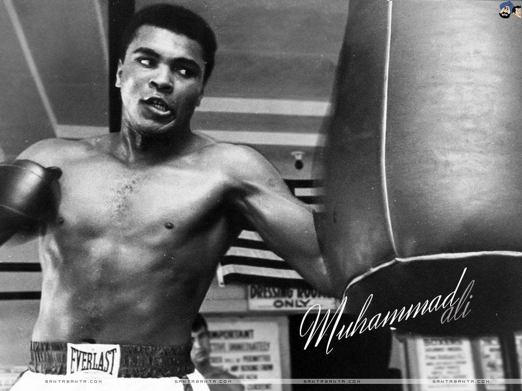 Muhammad Ali Punching A Sandbag, Exercising During His Prime