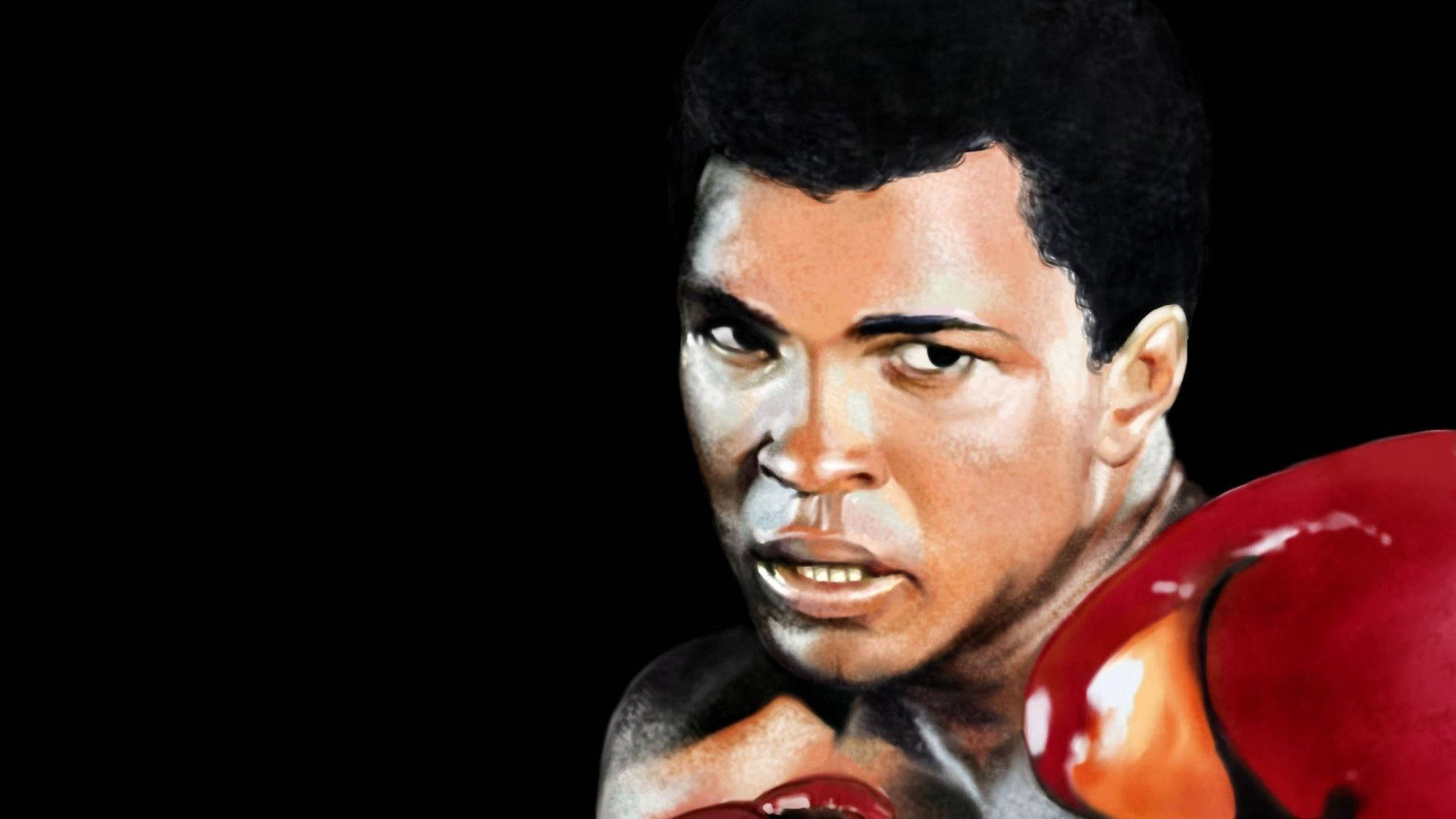 Muhammad Ali Unleashing The Famous “hand Of Stone” Background