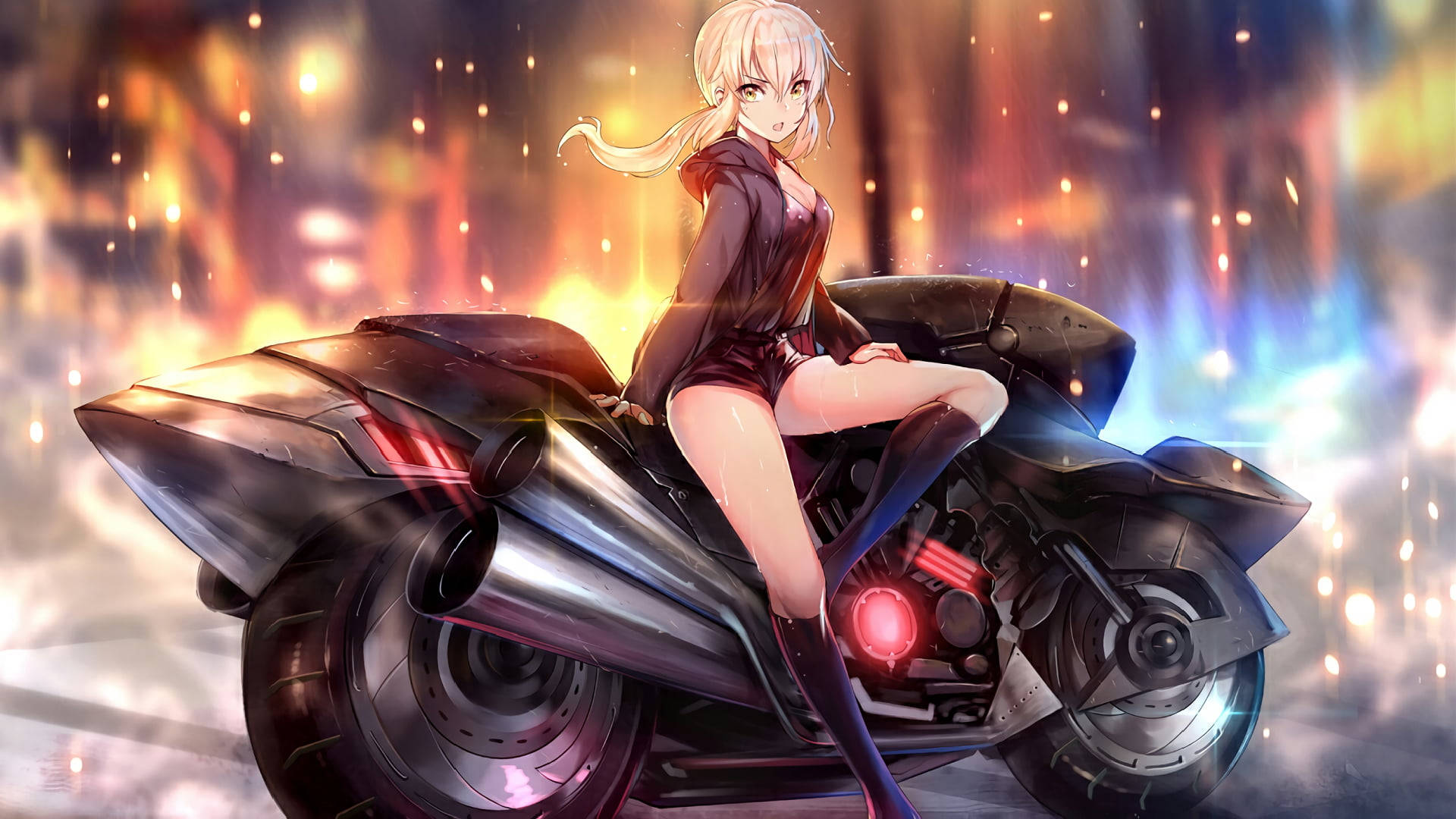 Mujeres Calientes Anime In Motorcycle Background