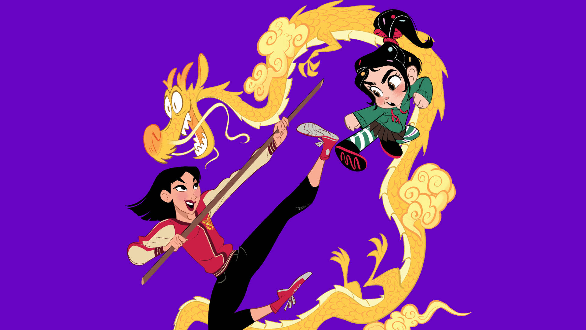 Mulan And Vanellope Lead The Charge In A Disney Crossover. Background